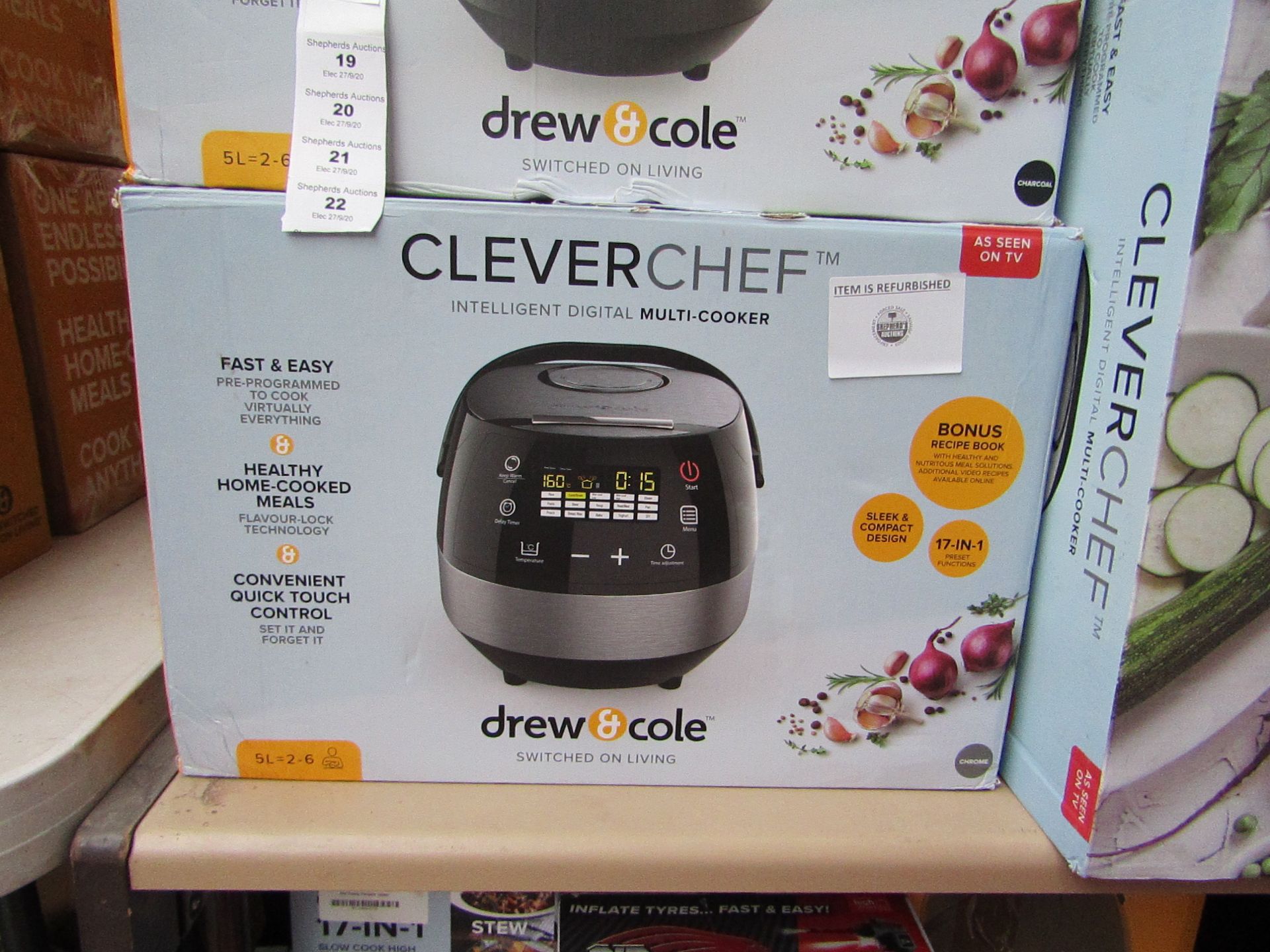 | 1X | DREW AND COLE CLEVER CHEF | BOXED AND REFURBISHED | NO ONLINE RESALE | SKU - | RRP £69.99 |