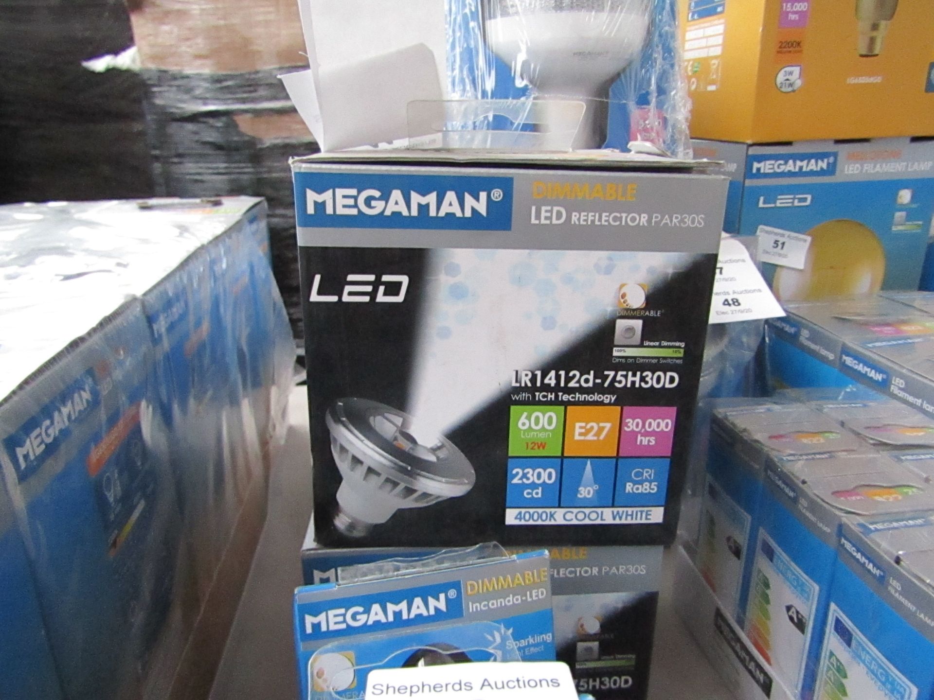 1x Megaman dimmable LED reflector, new and boxed. 30,000Hrs / E27 / 600 Lumens