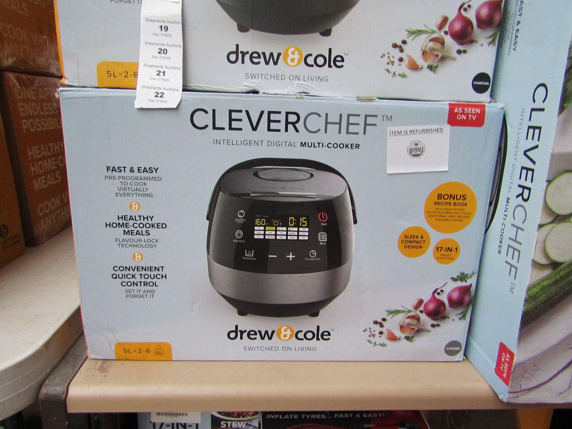 | 1X | DREW AND COLE CLEVER CHEF | BOXED AND REFURBISHED | NO ONLINE RESALE | SKU - | RRP £69.99 |