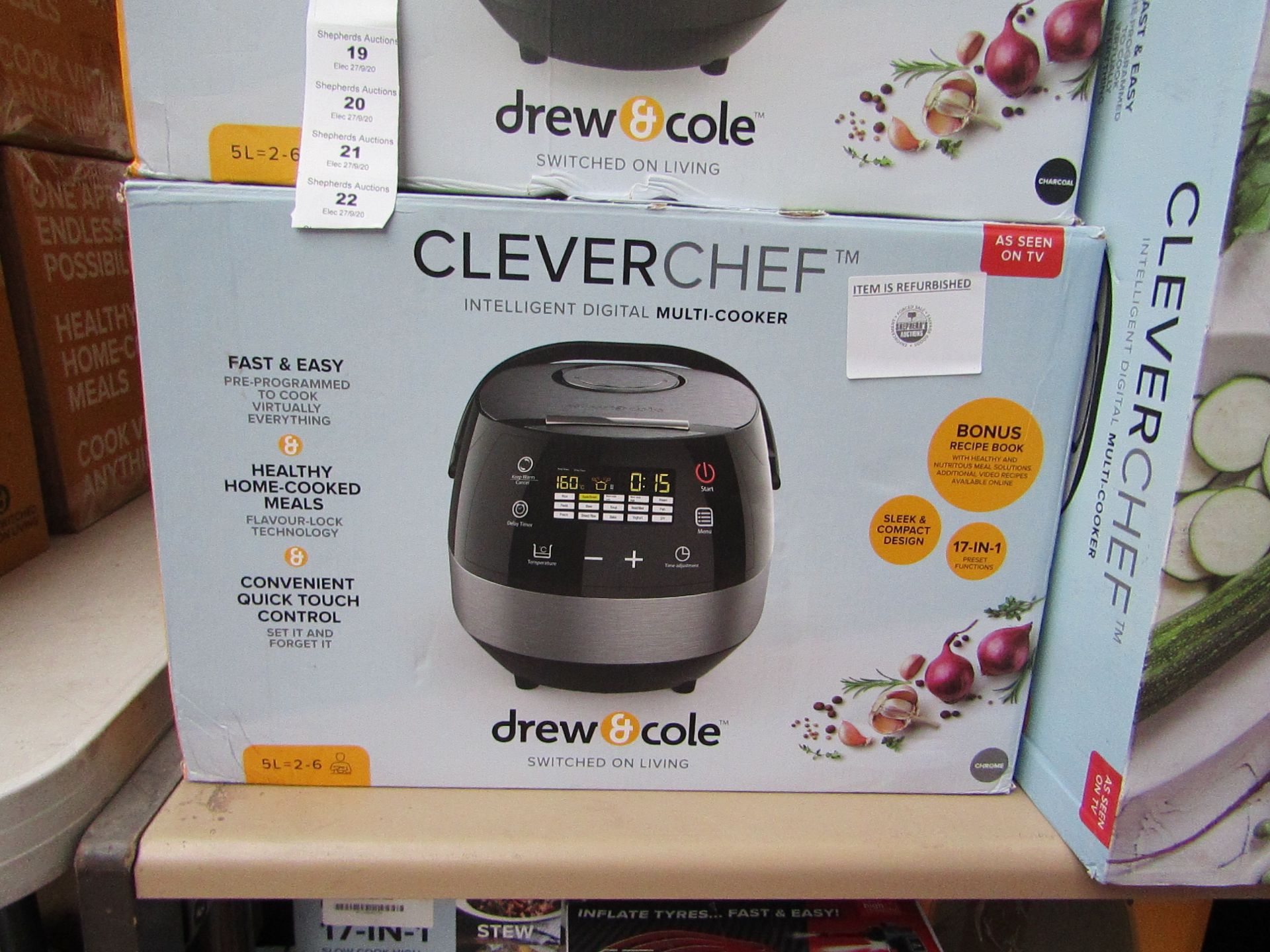 | 1X | DREW AND COLE CLEVER CHEF | BOXED AND REFURBISHED | NO ONLINE RESALE | SKU - | RRP £69.99 |