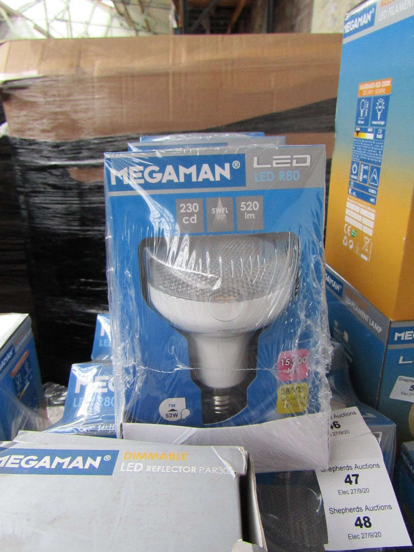 3x Megaman LED R80 bulb, new and boxed. 15,000Hrs / E27 / 520 Lumens