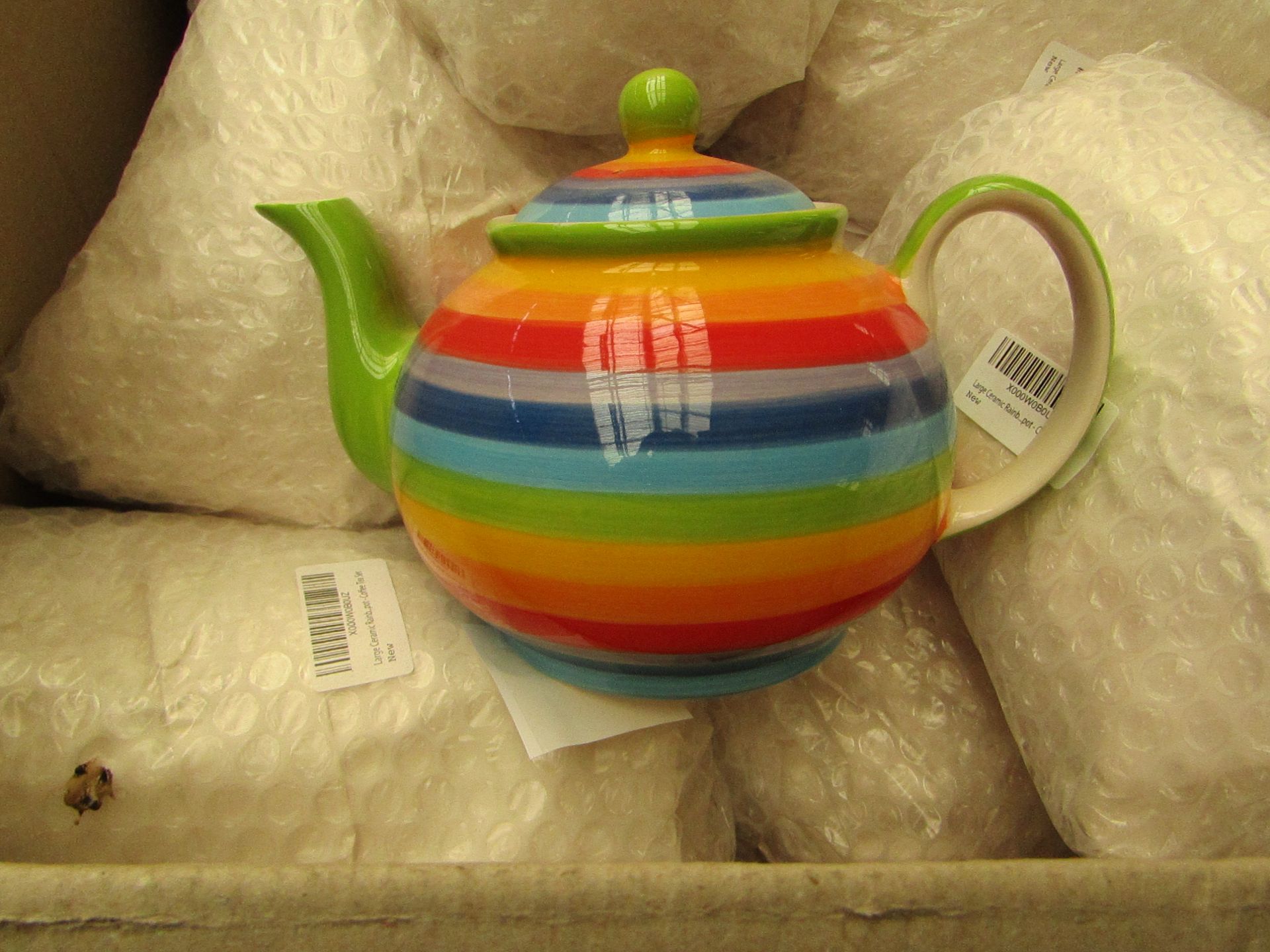 2 x Large Rainbow Teapots new see image