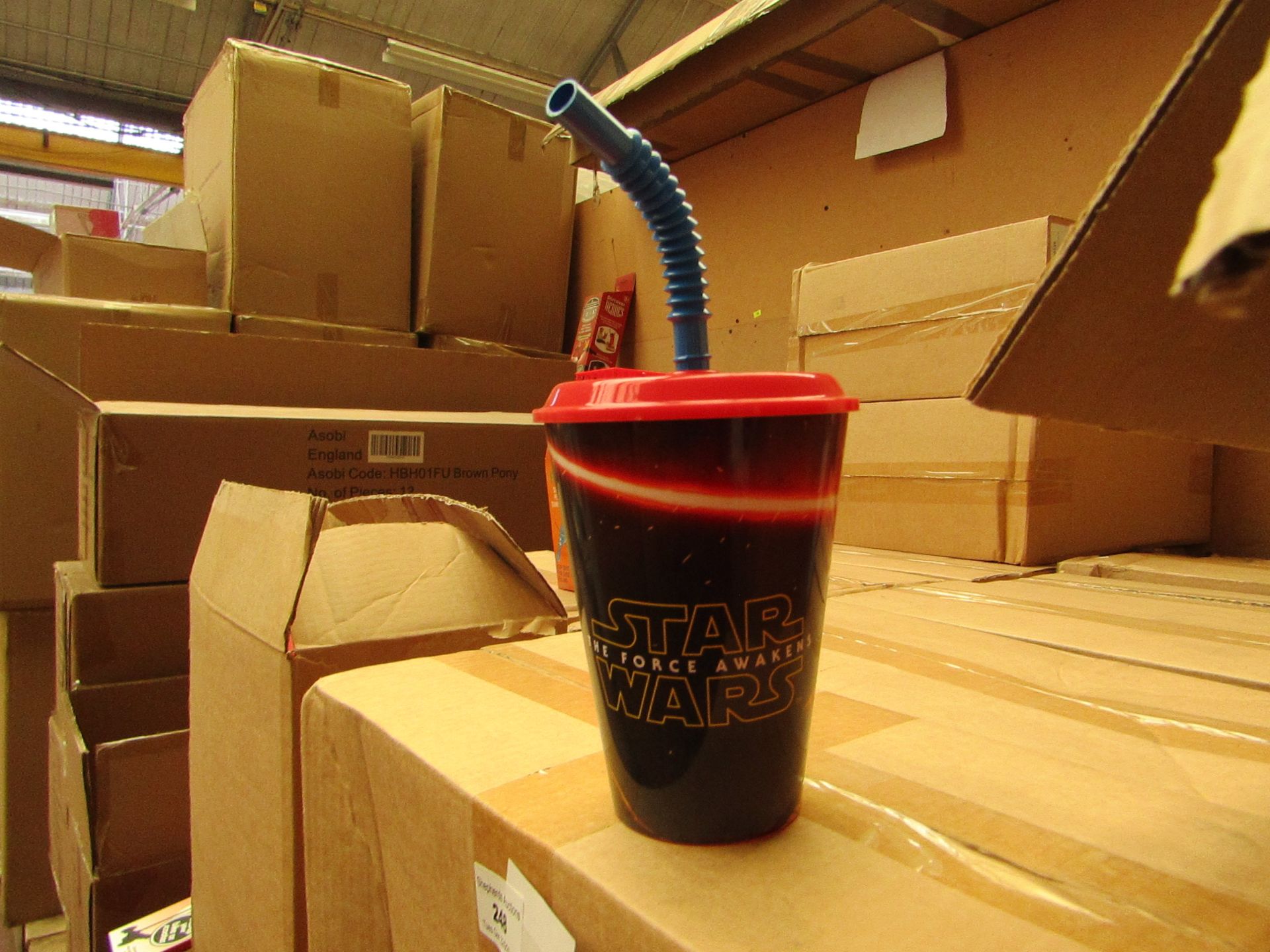 Box of Star Wars - Plastic Cups with Straws - All New & Boxed.