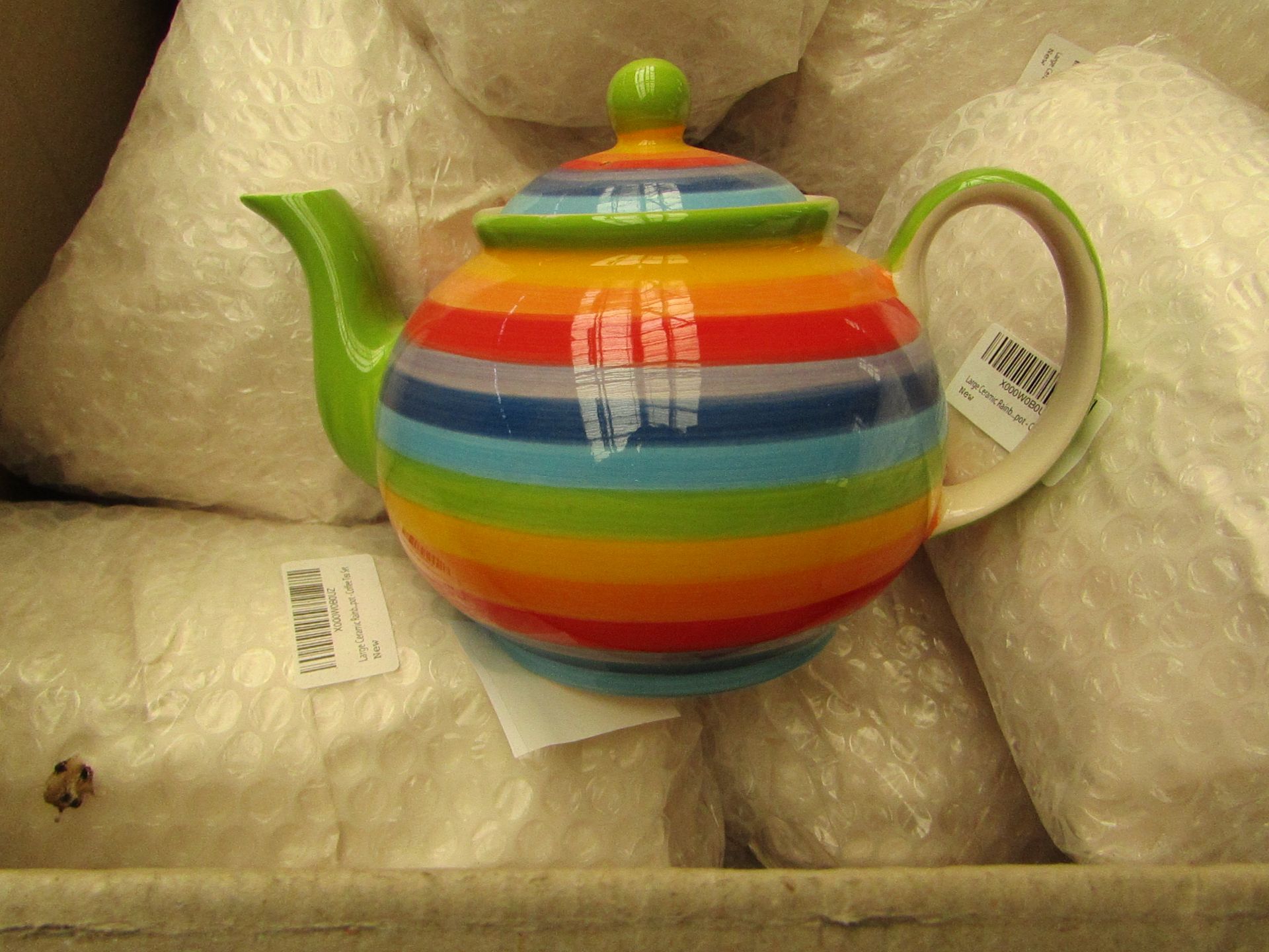 2 x Large Rainbow Teapots new see image