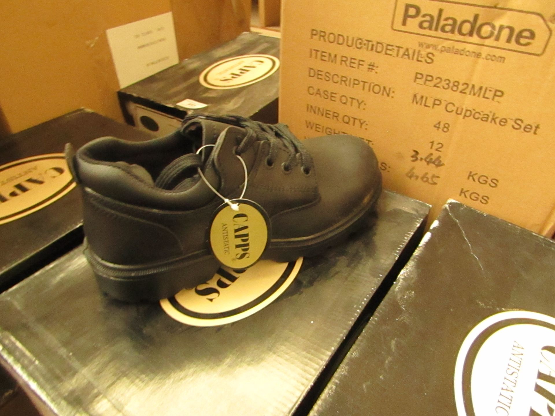 CAPPS - Black Steel Toe Cap Shoes - Size 4 - Boxed.