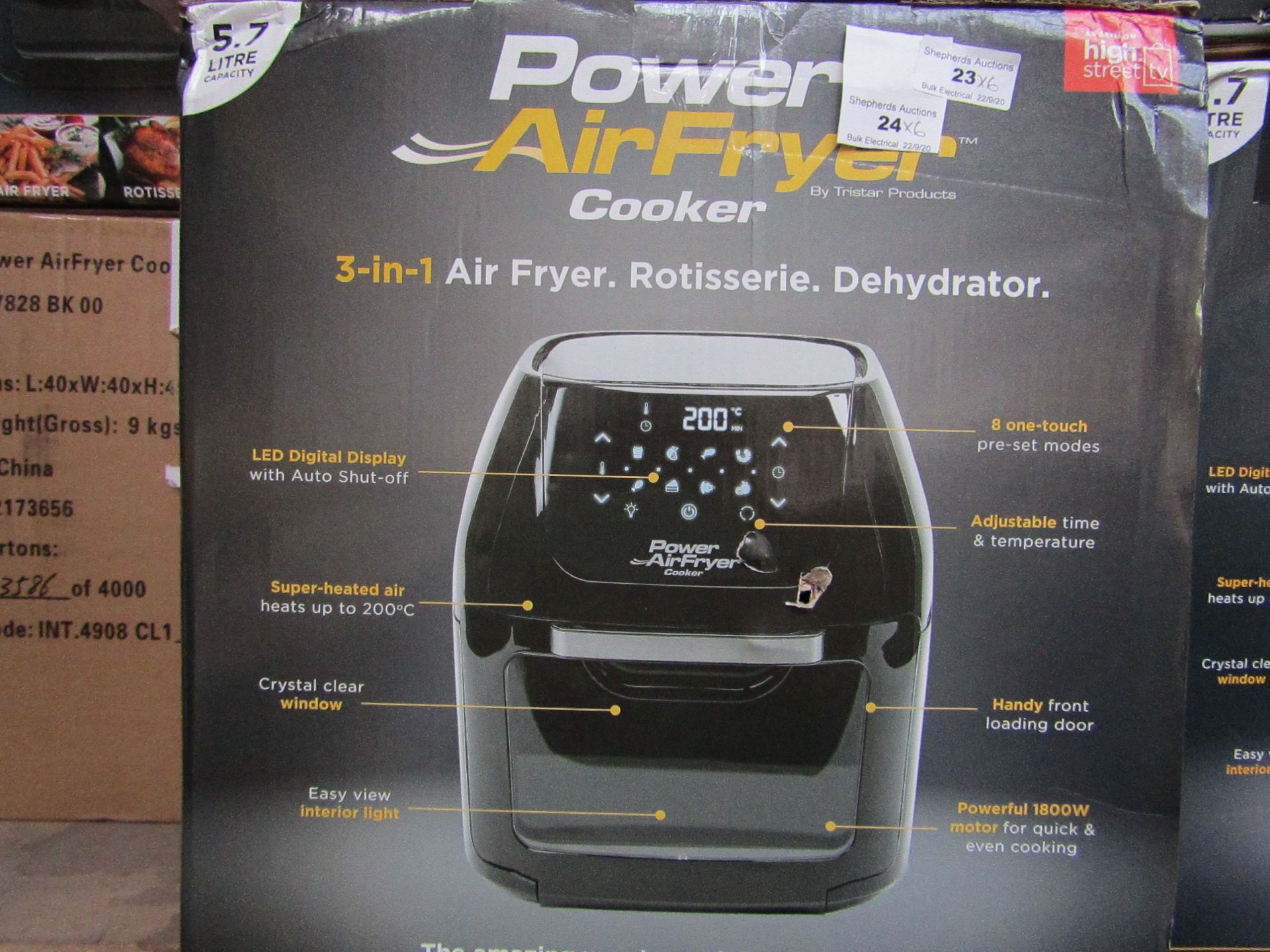 | 6X | POWER AIR FRYER COOKERS 5.7 LITRES | UNCHECKED AND BOXED SOME MAY BE IN NON PICTURE BROWN