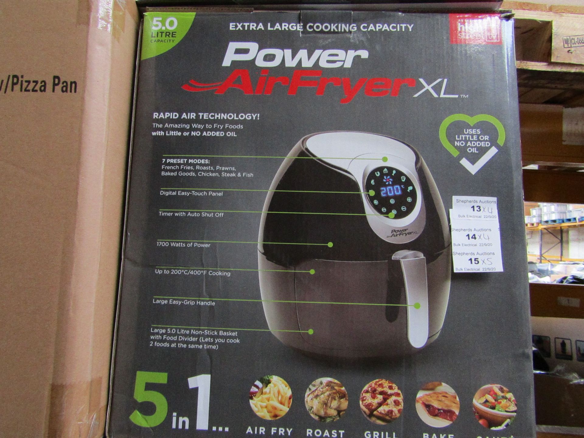 | 5X | POWER AIR FRYER XL 5LTR| UNCHECKED AND BOXED SOME MAY BE IN NON PICTURE BROWN BOXES| NO
