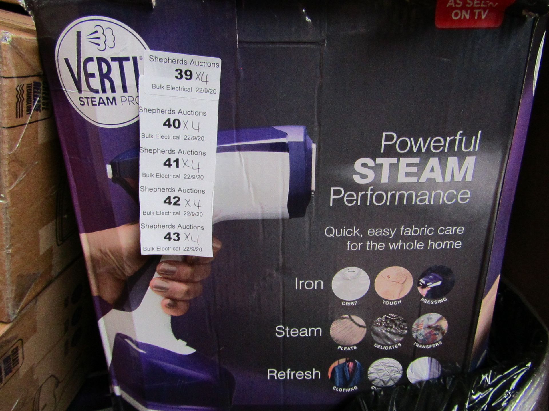 | 4X | VERTI STEAM IRONING SYSTEM | ALL CUSTOMER RETURNS | UNCHECKED AND BOXED | NO ONLINE