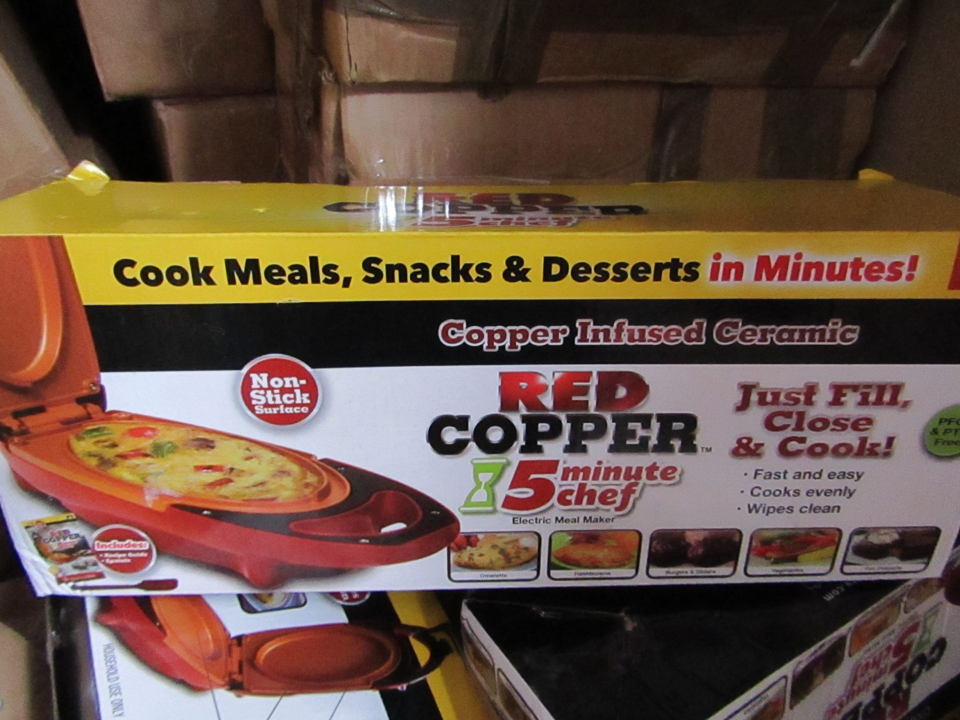 | 5X | RED COPPER CHEF ELECTRIC MEAL MAKERS | UNCHECKED AND BOXED | NO ONLINE RESALE | SKU