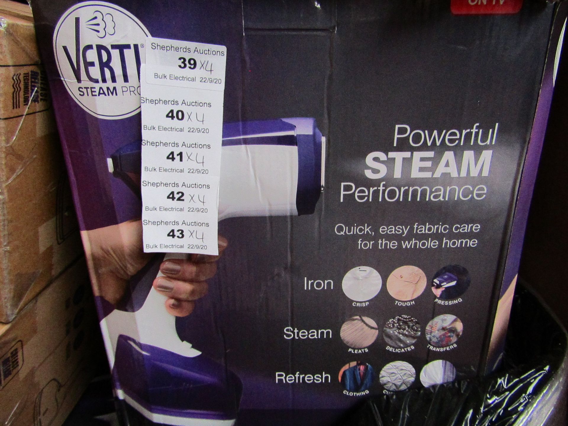 | 4X | VERTI STEAM IRONING SYSTEM | ALL CUSTOMER RETURNS | UNCHECKED AND BOXED | NO ONLINE