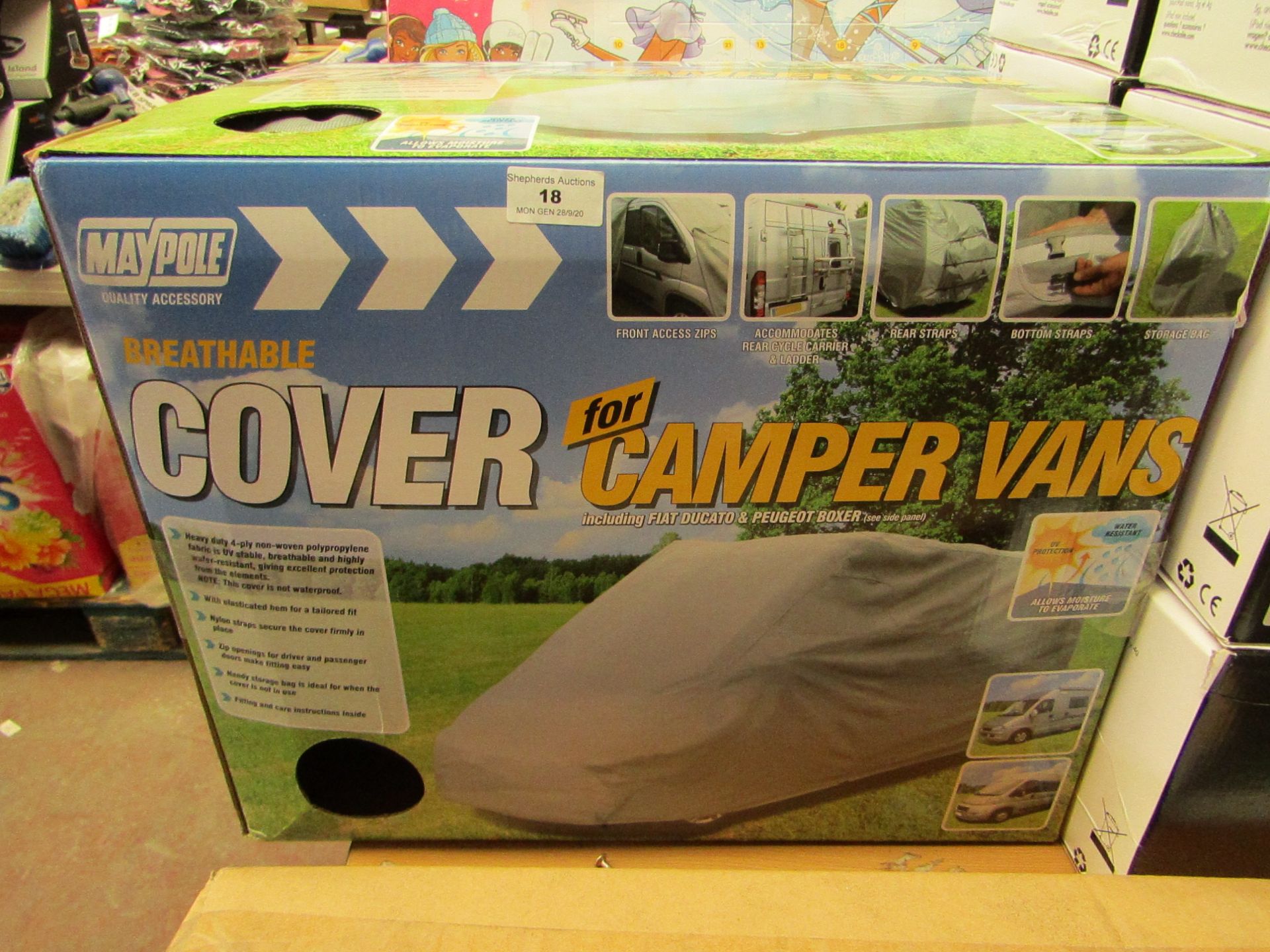 Maypole Breathable Cover For Camper Vans. Height measurement approx 7.75m to 8.75m. Boxed but