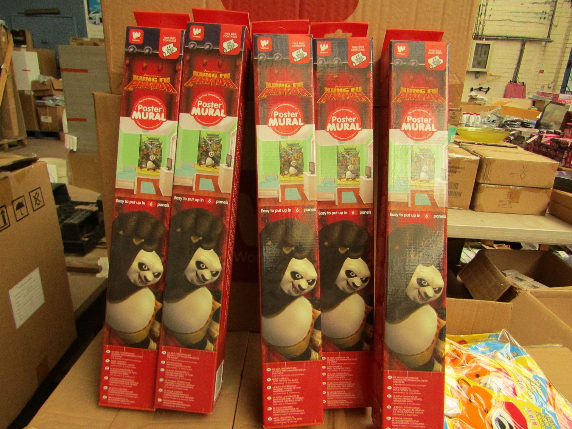 Box of 18 Walltastic Poster Murals - Kung Fu Panda. Overall Size 8ft x 5ft. New & Boxed
