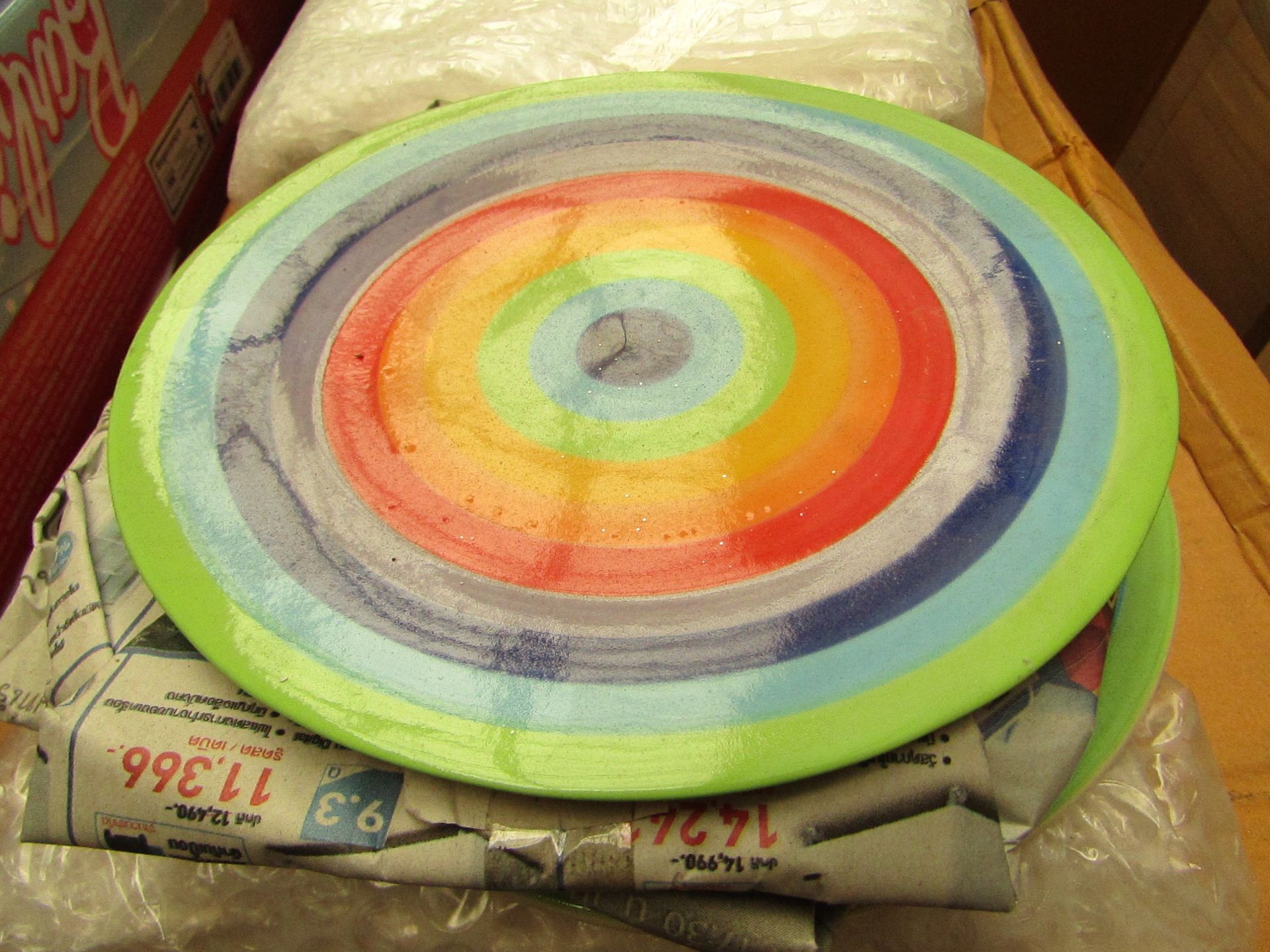 8 x Rainbow Design Side Plates. New & Packaged