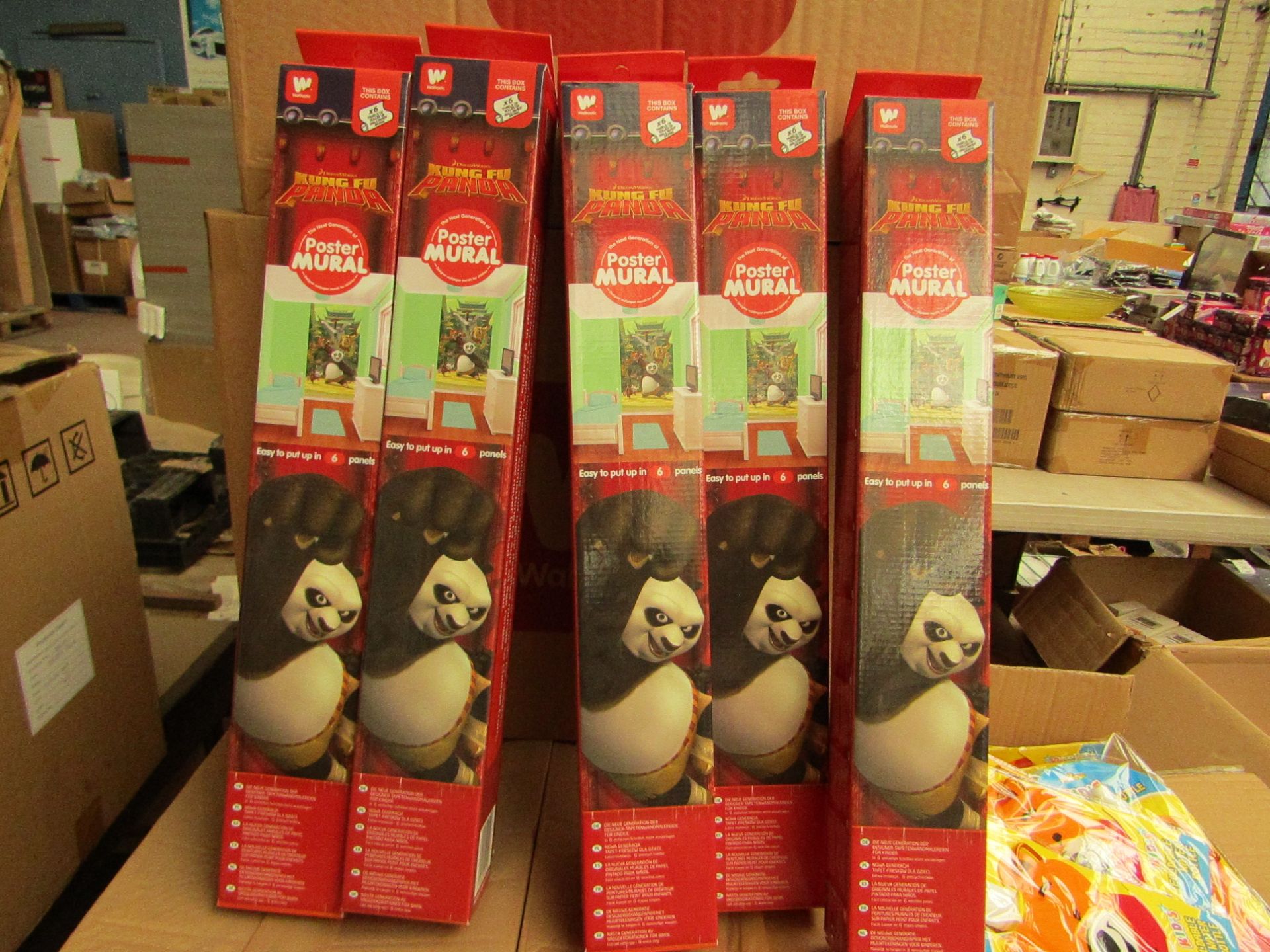 Box of 18 Walltastic Poster Murals - Kung Fu Panda. Overall Size 8ft x 5ft. New & Boxed