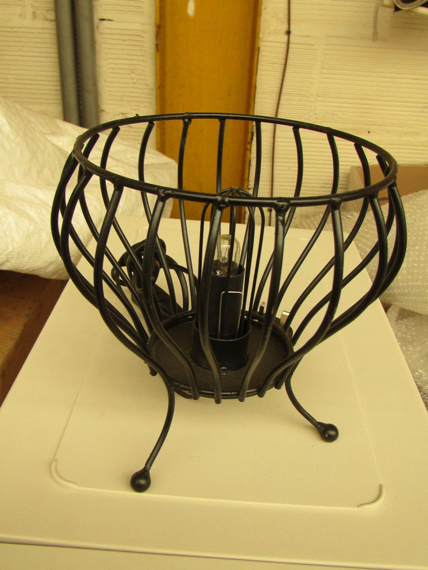 Industrial Style Black Metal Table Lamp - Tested Working.