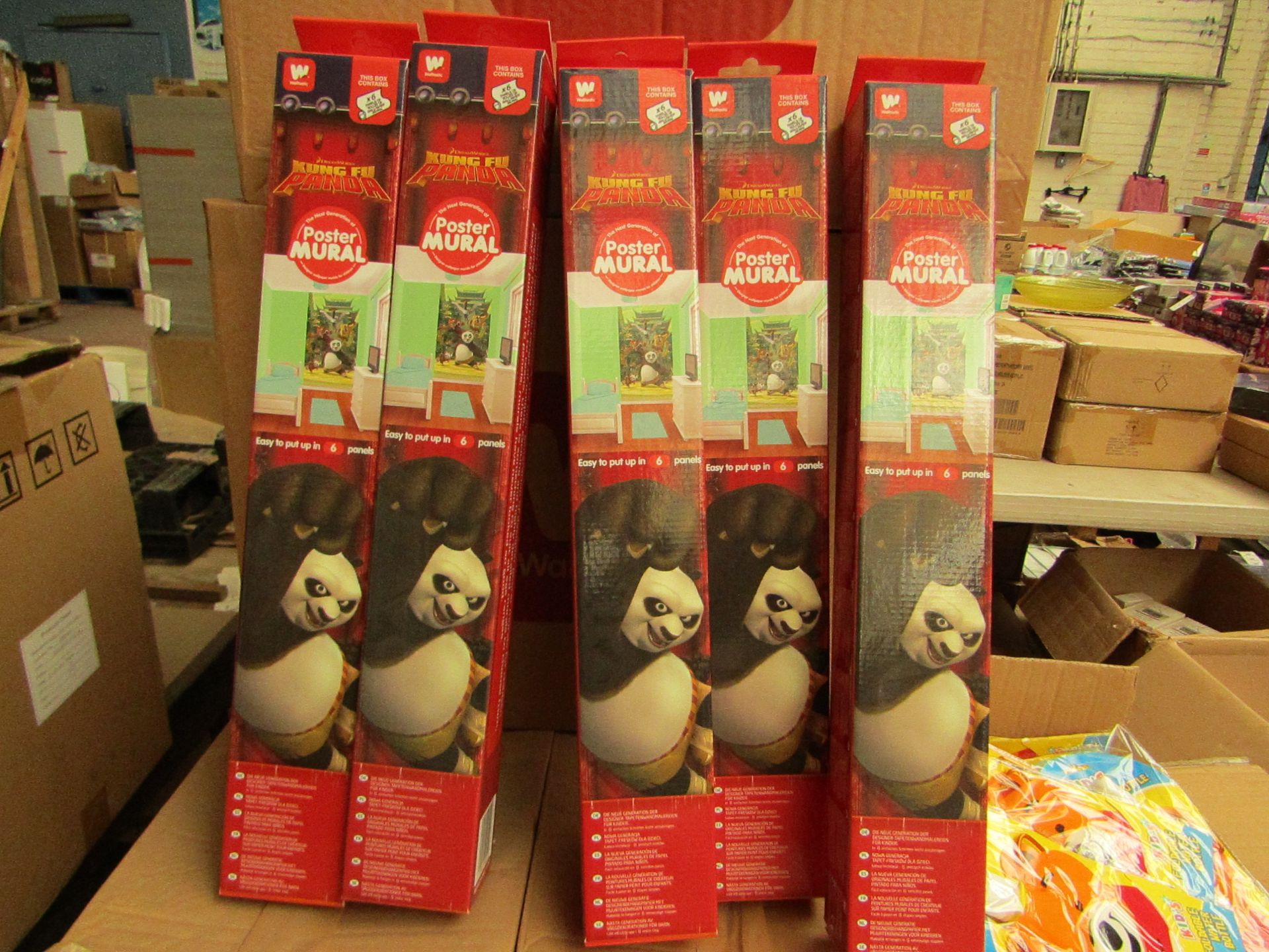 Box of 18 Walltastic Poster Murals - Kung Fu Panda. Overall Size 8ft x 5ft. New & Boxed