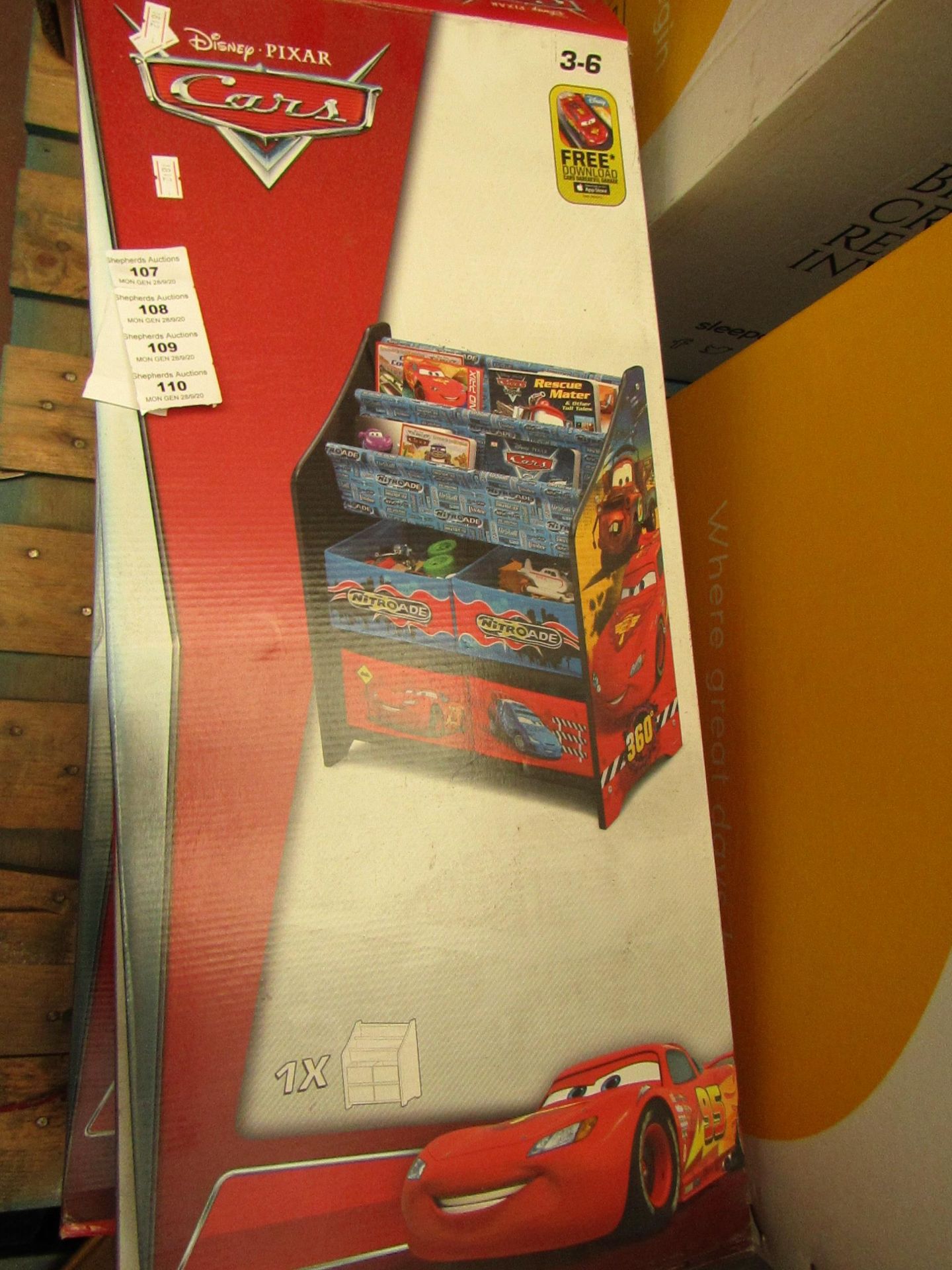 Disney Cars Toy Wooden Storage Unit, Boxed but unchecked