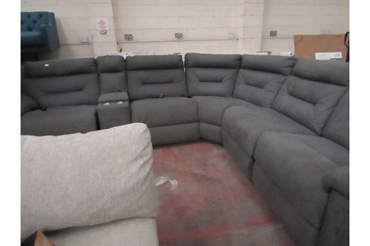 A Justin Grey Fabric Power Reclining, Grey Fabric Power Reclining Sectional Sofa