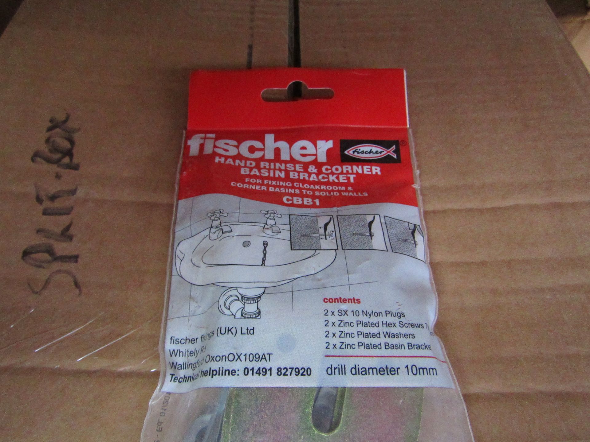 5x Fischer - Hand Rinse & Corner Basin Bracket Drill Diameter 10mm - New & Packaged.