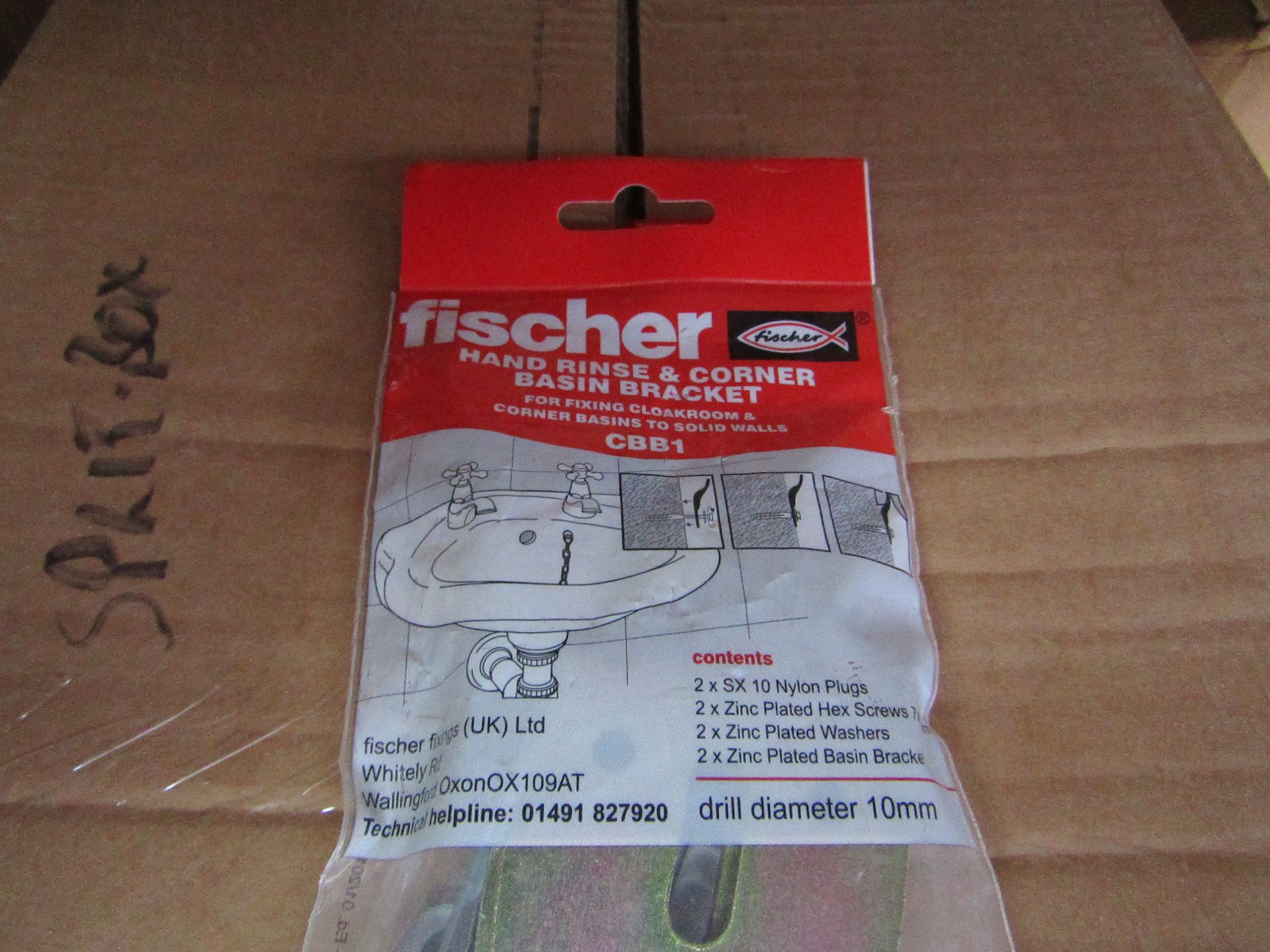 5x Fischer - Hand Rinse & Corner Basin Bracket Drill Diameter 10mm - New & Packaged.