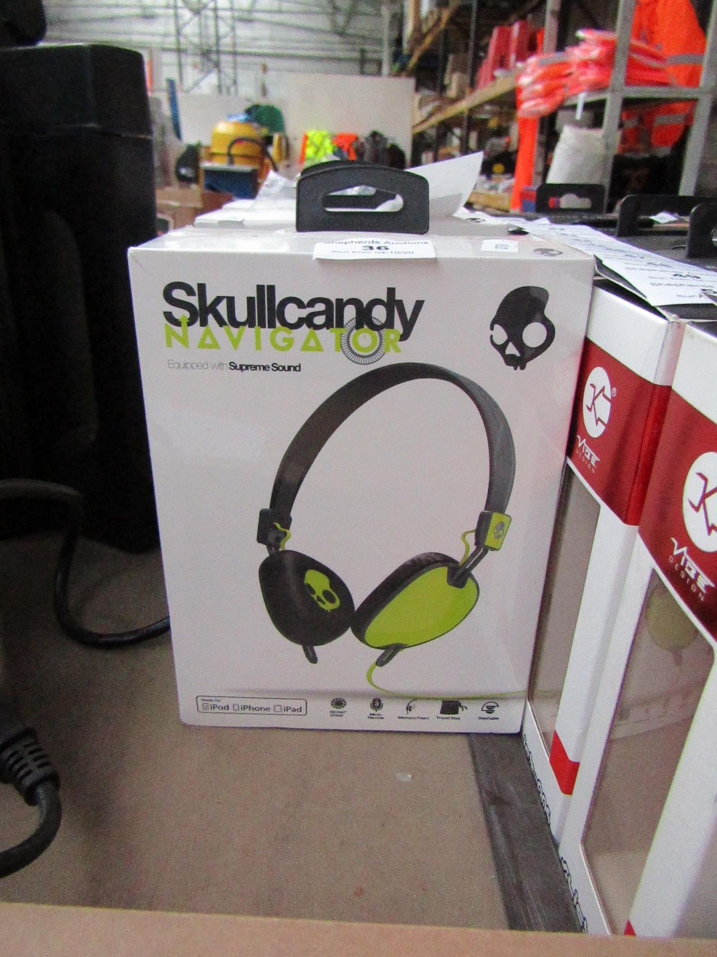 Skull Candy on ear headphones, brand new and boxed.