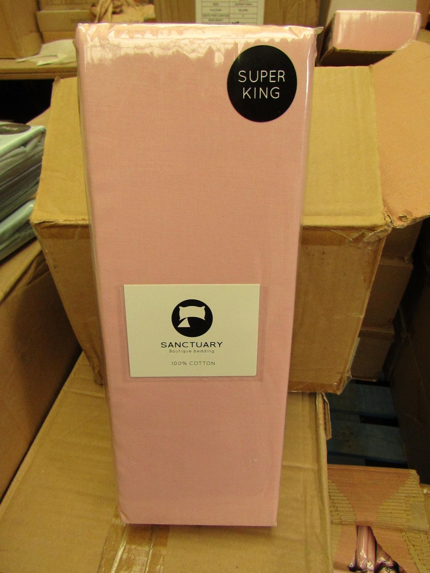 1 x Sanctuary Super King Blush Deep Box fitted Sheet. New & Packaged.