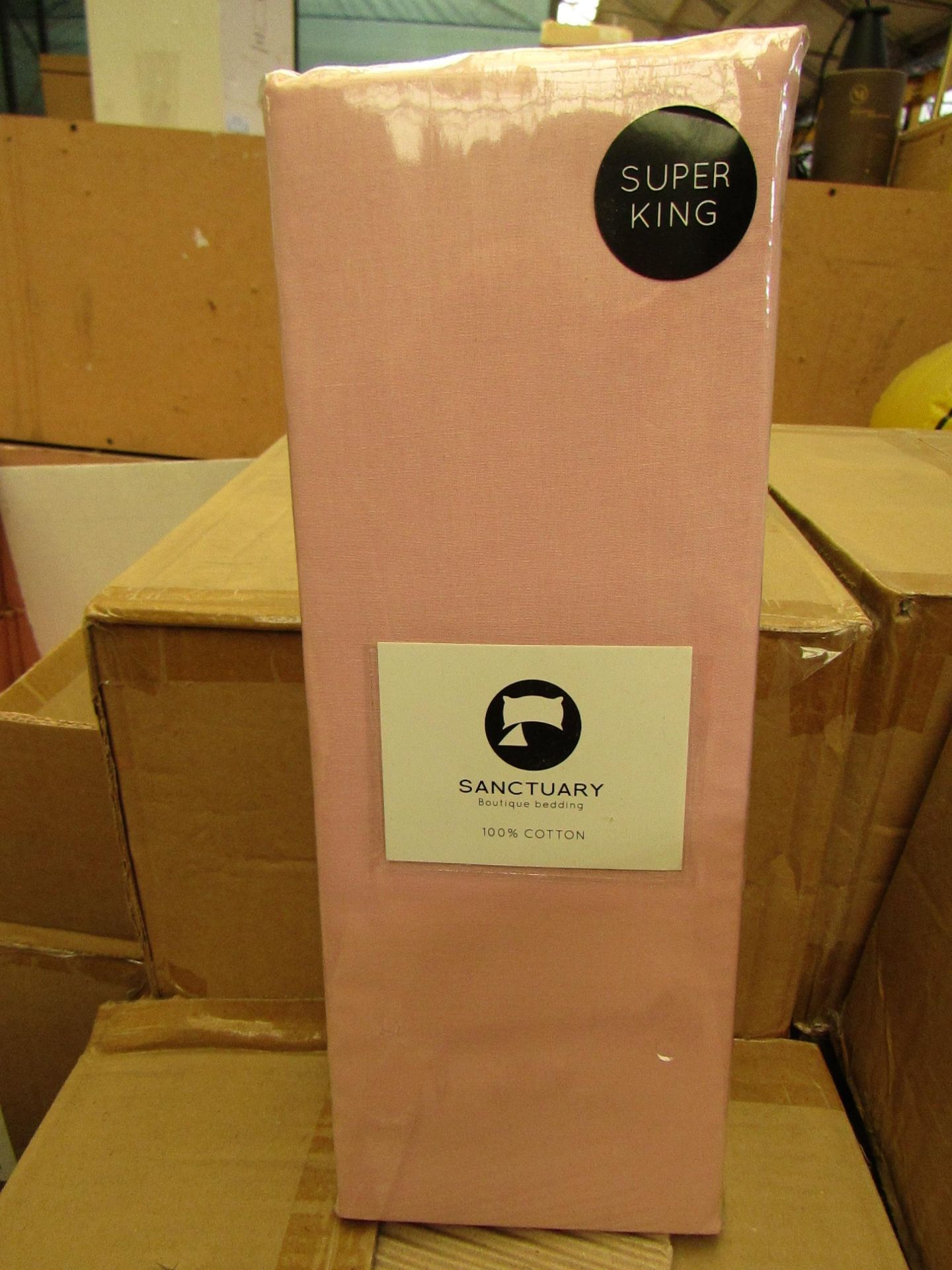 1 x Sanctuary Super King Blush Deep Box fitted Sheet. New & Packaged.