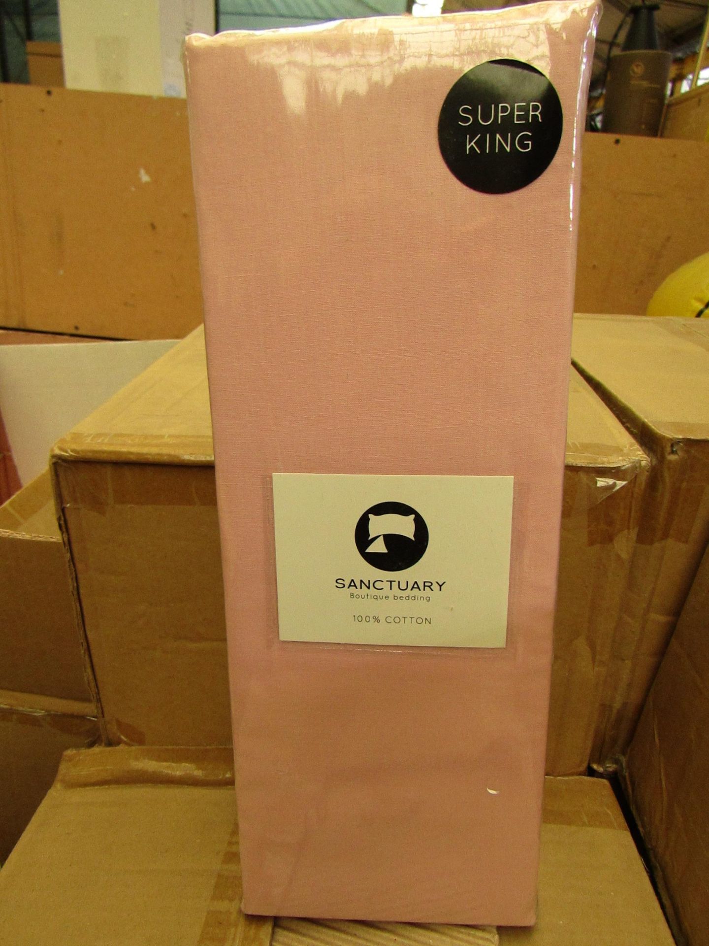 1 x Sanctuary Super King Blush Deep Box fitted Sheet. New & Packaged.