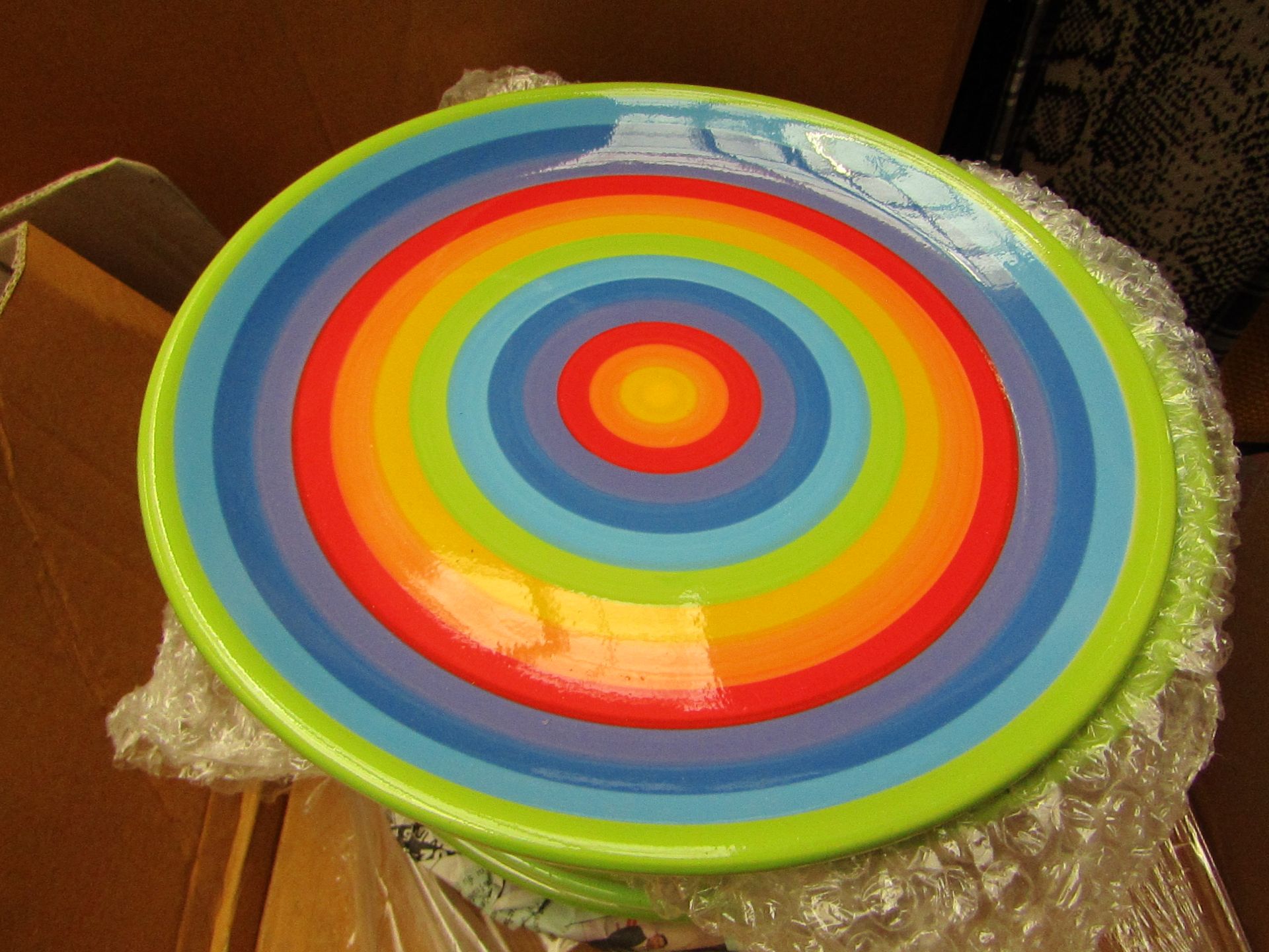 8 x Large Rainbow Plates new
