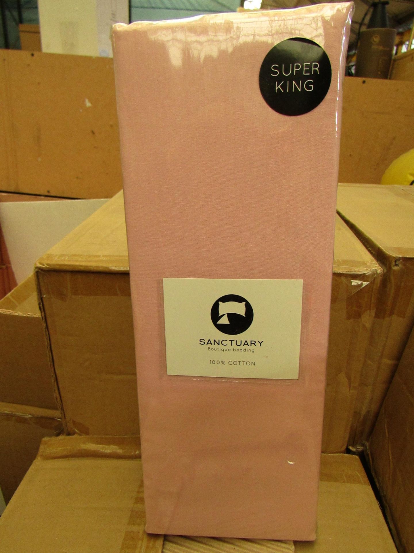 1 x Sanctuary Super King Blush Deep Box fitted Sheet. New & Packaged.