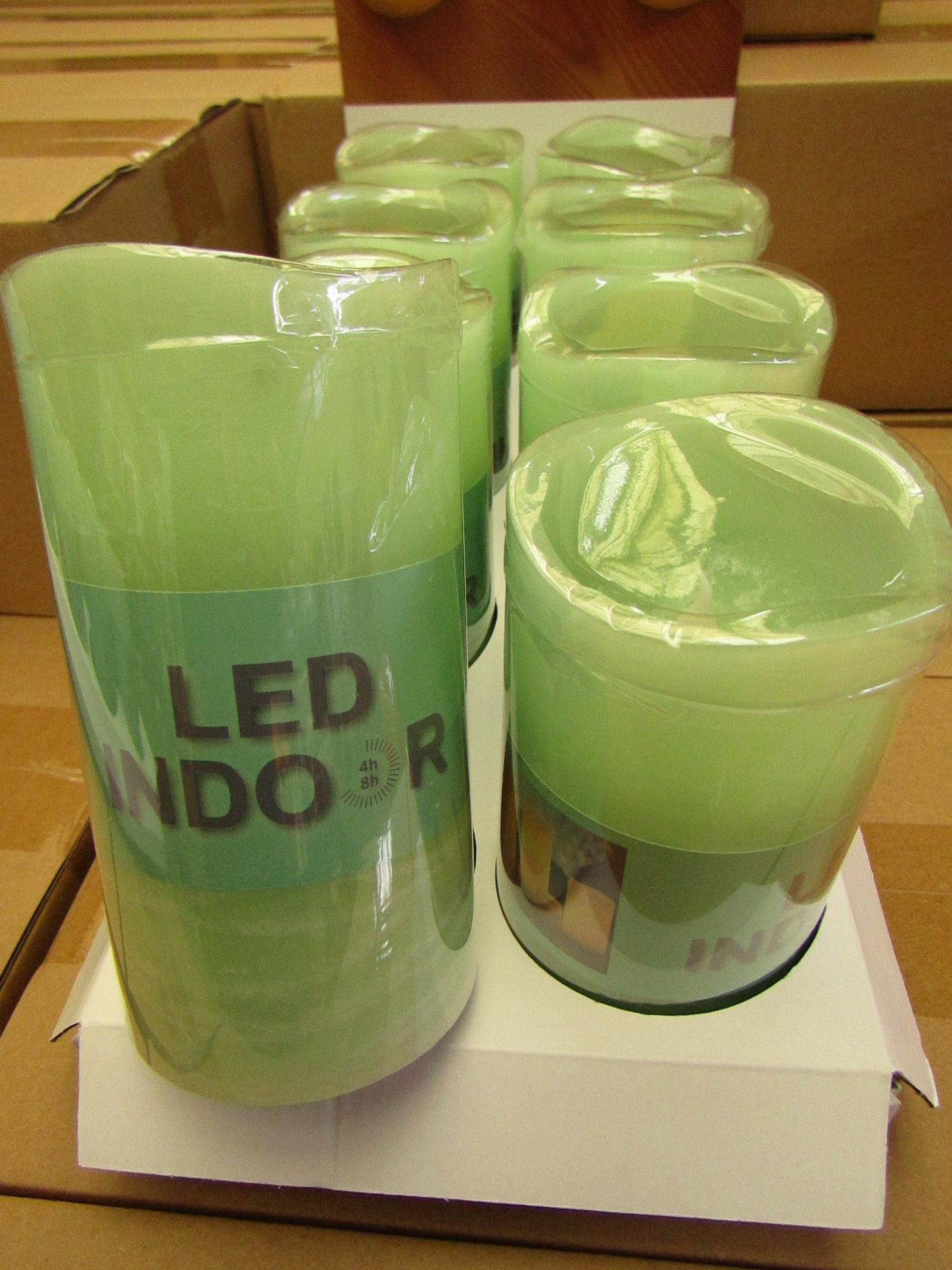 8 x Indoor Battery Operated LED Candles with 4hr or 8hr auto options new &  packaged (batteries