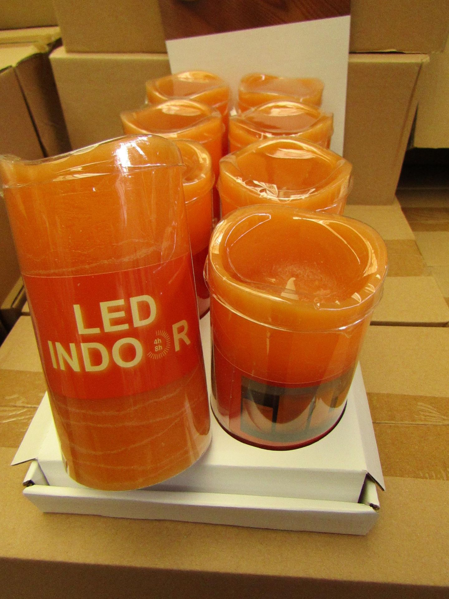 8 x Indoor Battery Operated LED Candles with 4hr or 8hr auto options new &  packaged (batteries