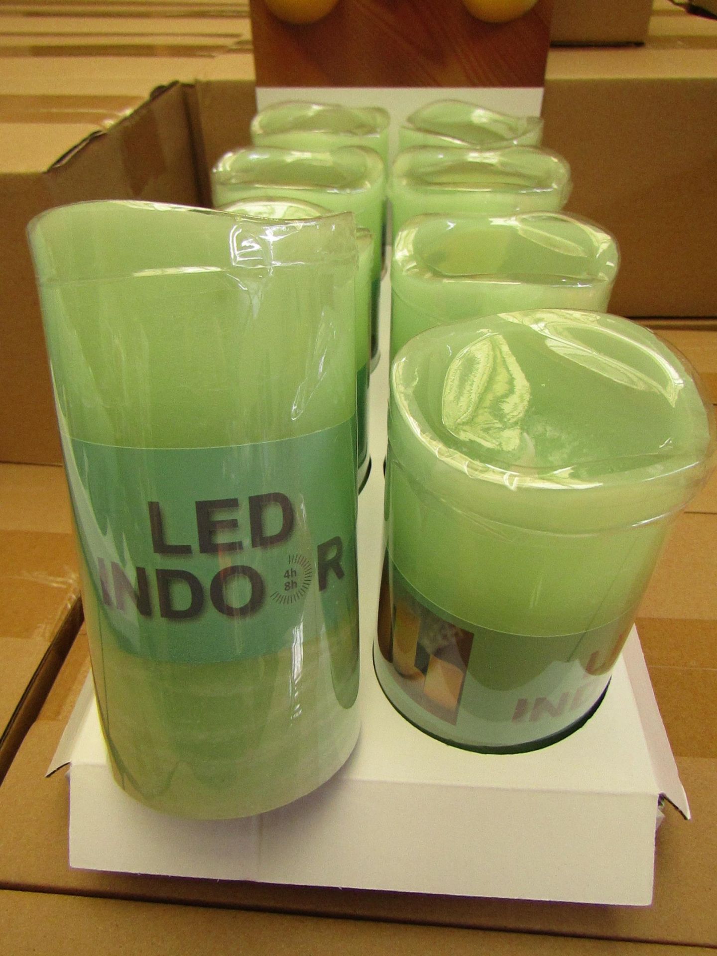 8 x Indoor Battery Operated LED Candles with 4hr or 8hr auto options new &  packaged (batteries