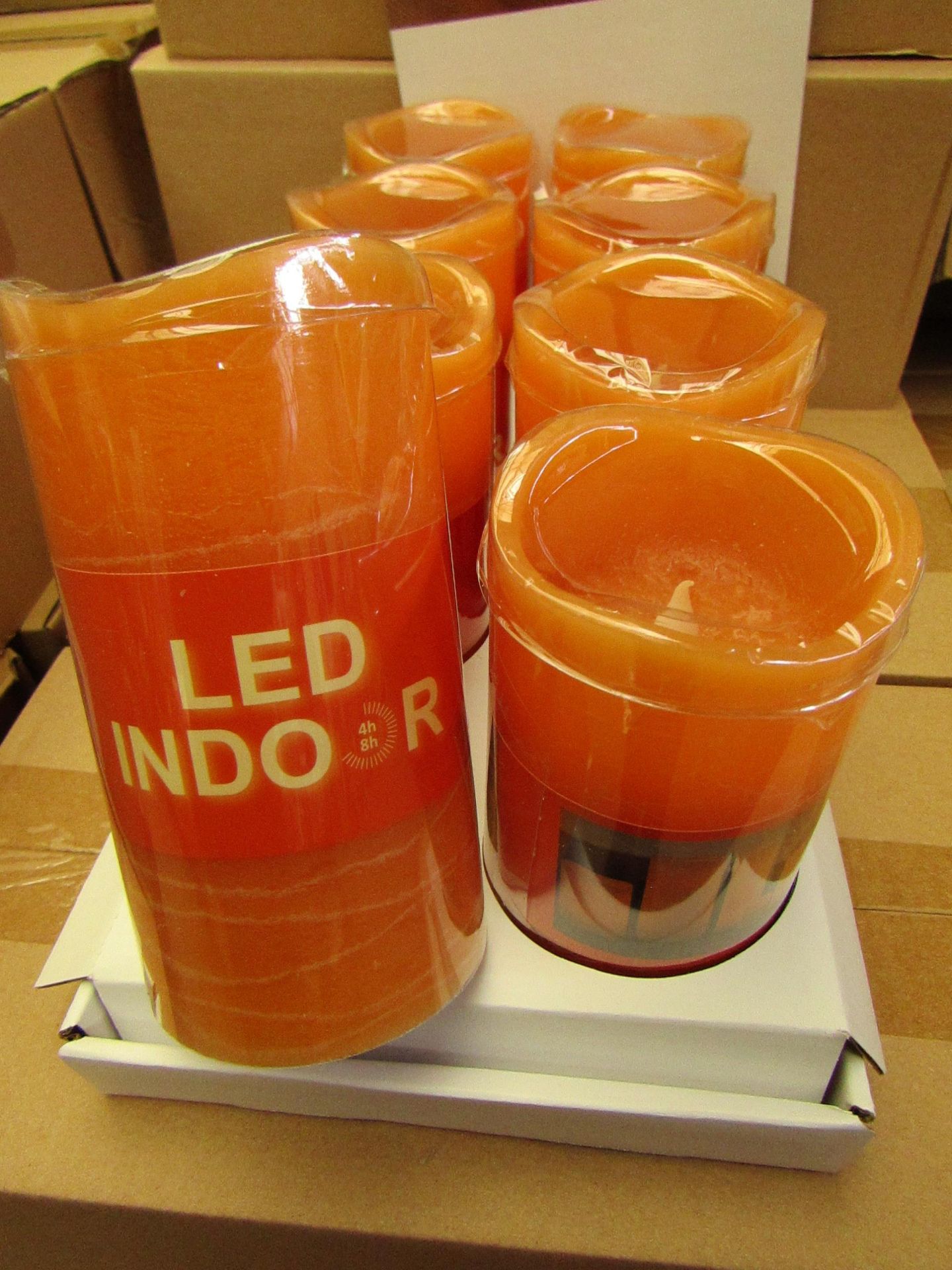 8 x Indoor Battery Operated LED Candles with 4hr or 8hr auto options new &  packaged (batteries