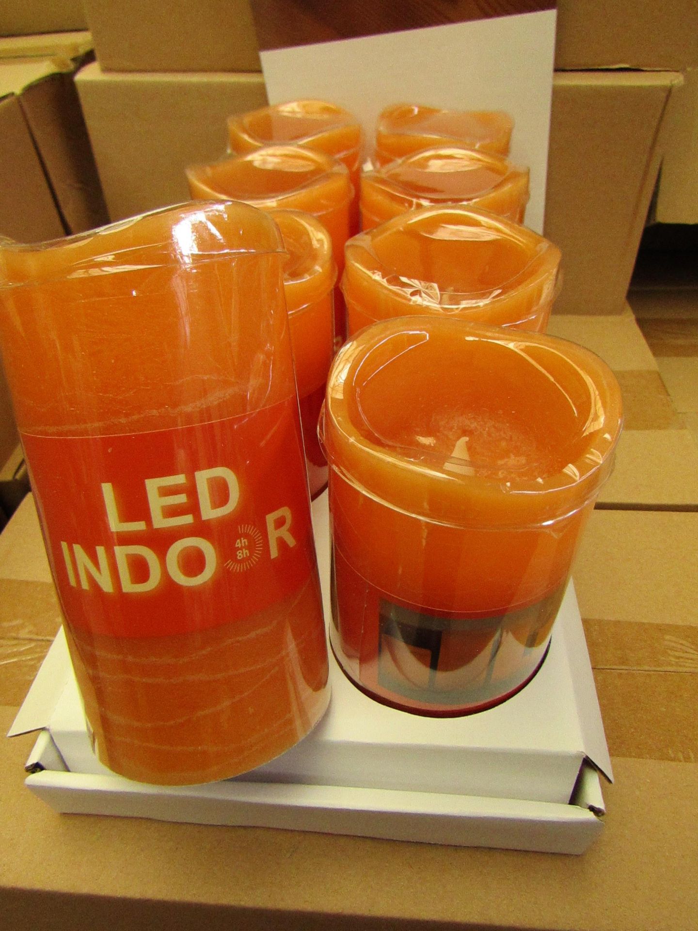 8 x Indoor Battery Operated LED Candles with 4hr or 8hr auto options new &  packaged (batteries