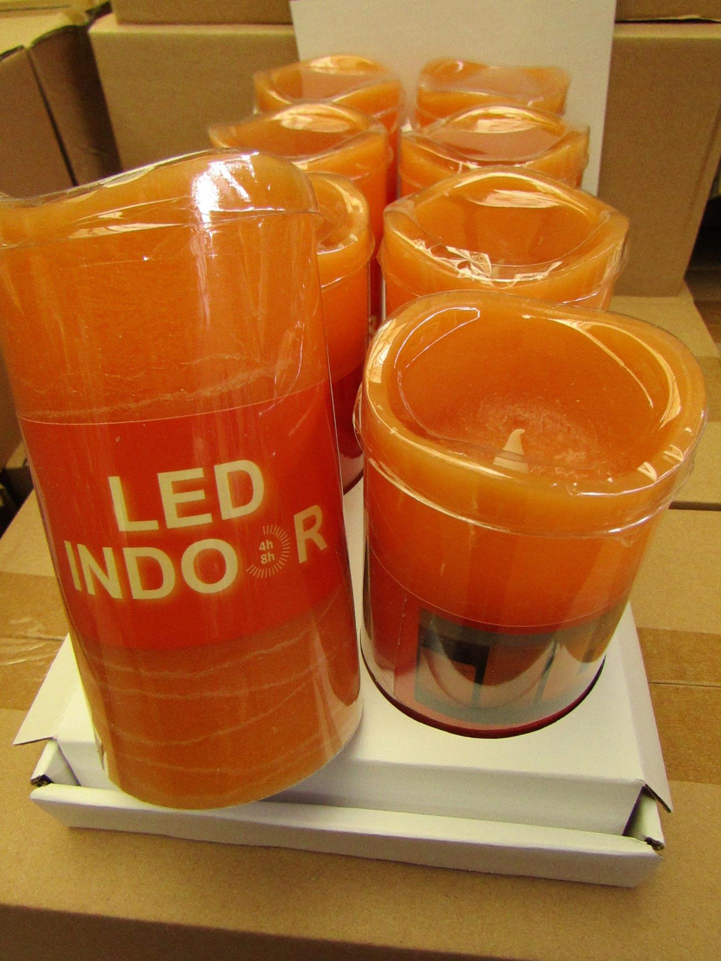 8 x Indoor Battery Operated LED Candles with 4hr or 8hr auto options new &  packaged (batteries