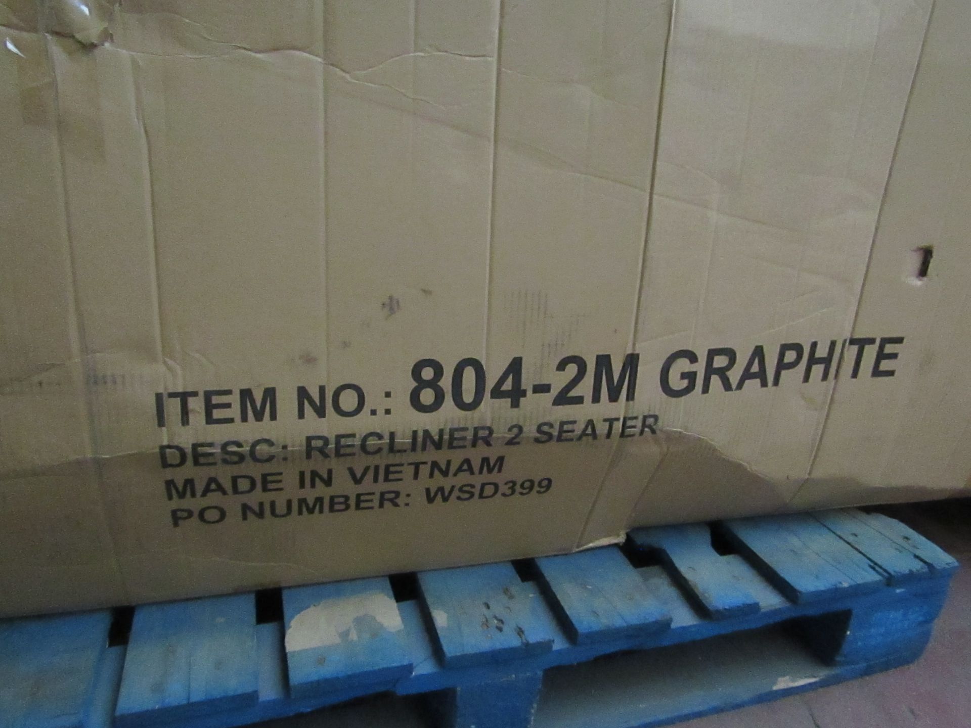 | 1X | 2 SEATER GRAPHITE FABRIC RECLINING SOFA | LOOKS UNUSED BUT IS BOXED AND UNCHECKED | THE BOX