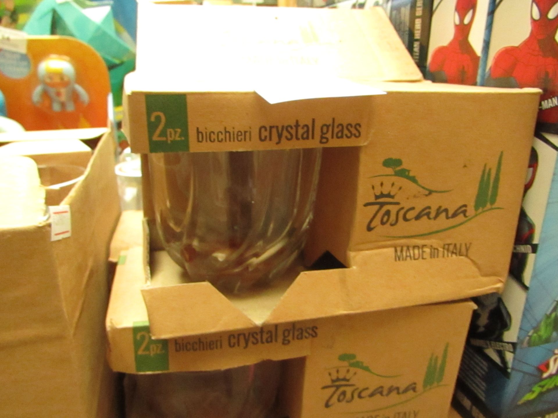 4x Toscana Bicchieri Crystal Glasses - Boxed.