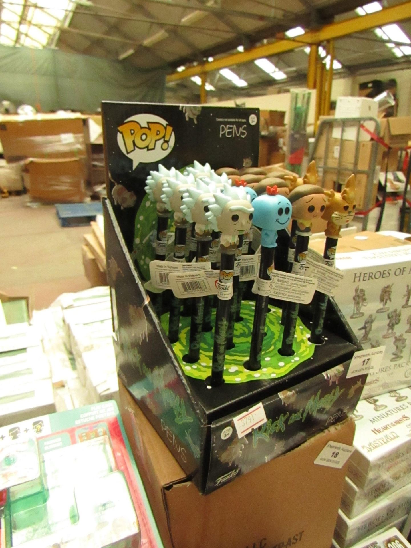 Set of 16 Funko Pop - Rick & Morty Pens - New & Boxed.