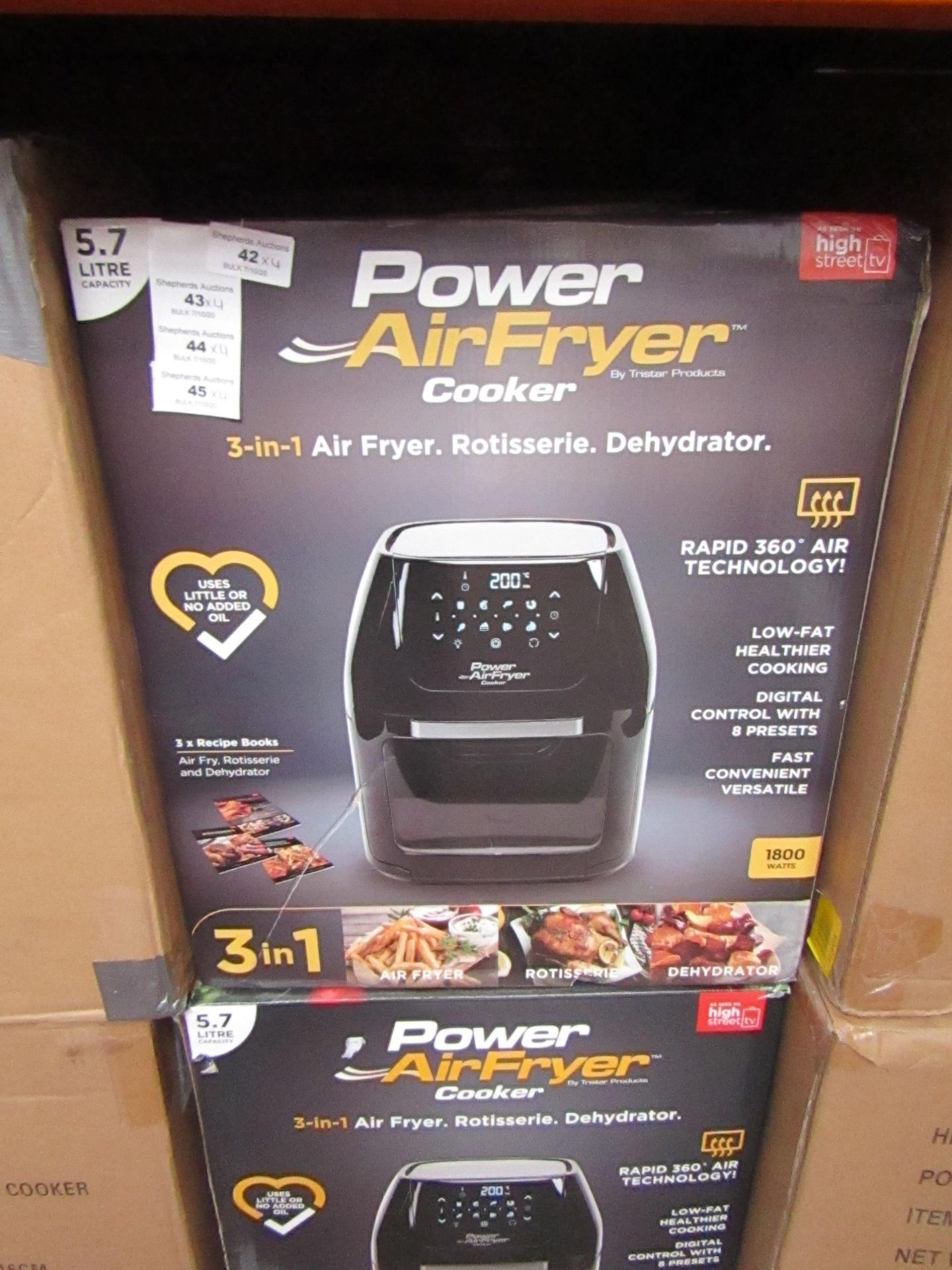 | 4X | POWER AIR FRYER COOKERS 5.7 LITRES | UNCHECKED AND BOXED SOME MAY BE IN NON PICTURE BROWN