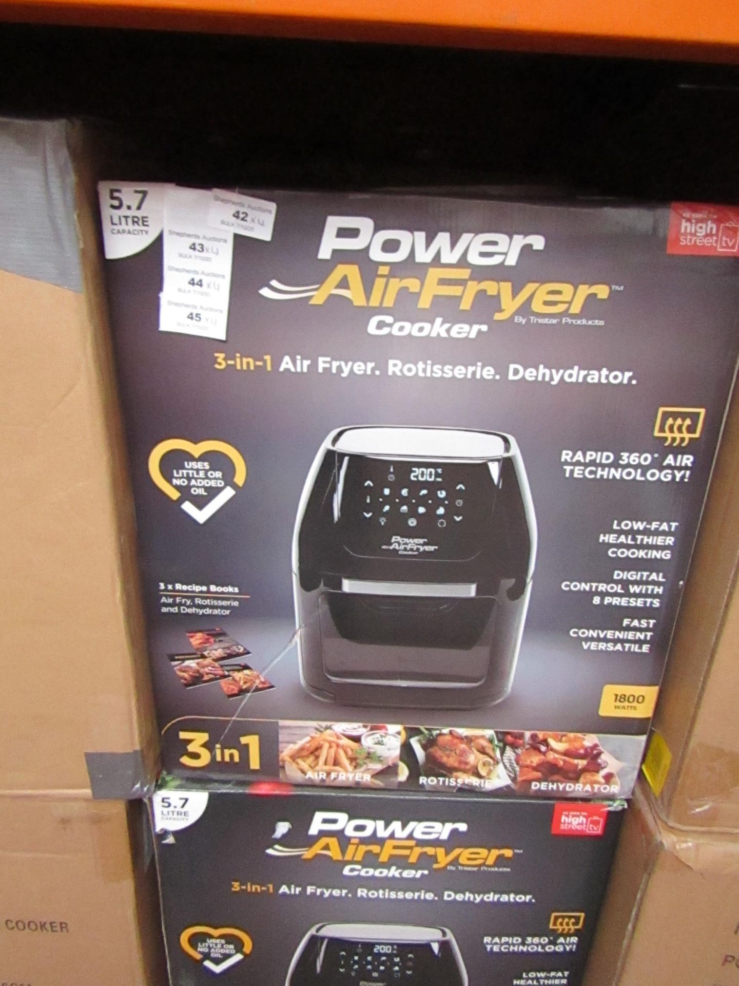 | 4X | POWER AIR FRYER COOKERS 5.7 LITRES | UNCHECKED AND BOXED SOME MAY BE IN NON PICTURE BROWN