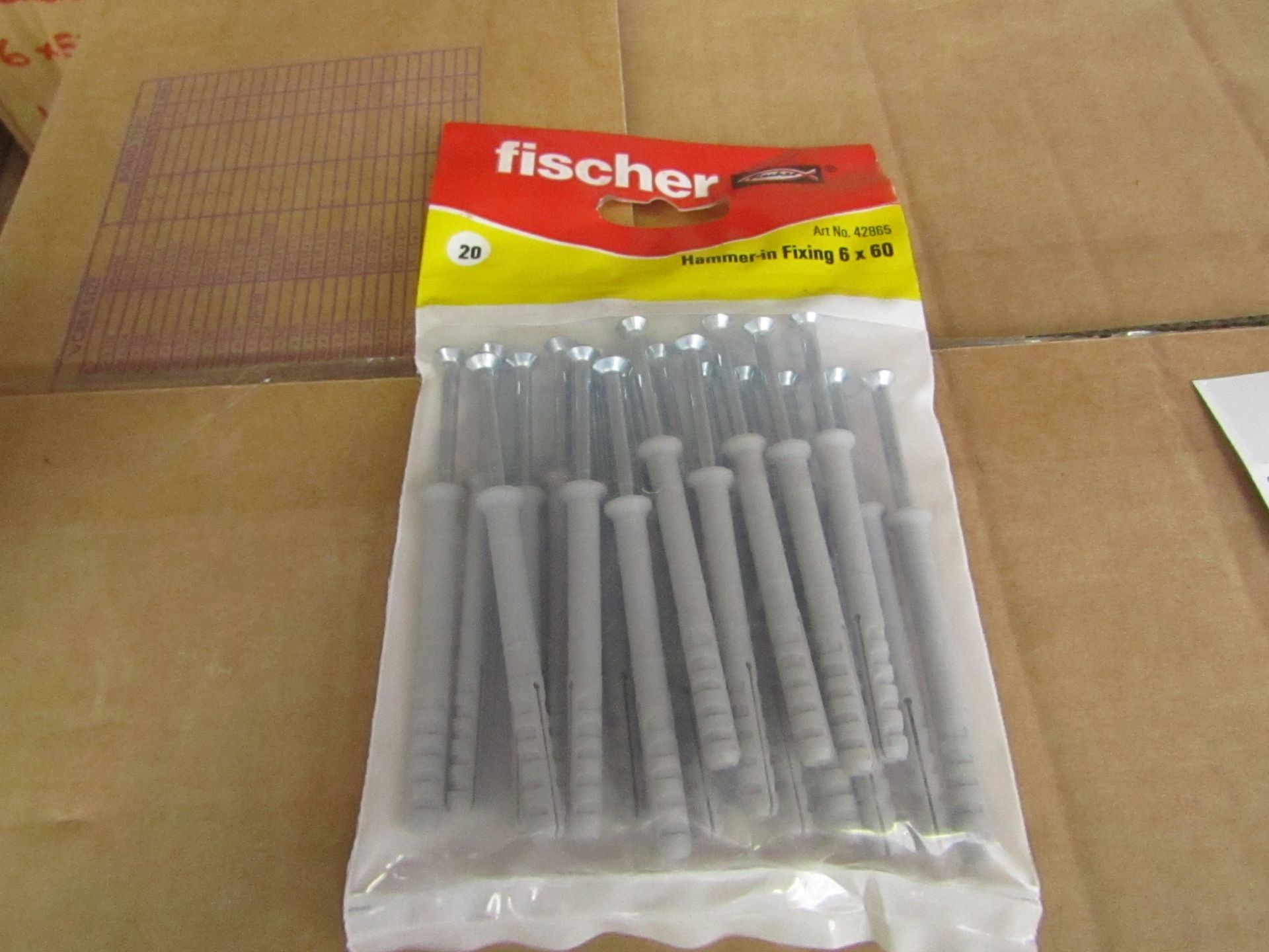 5x Fischer - Hammer-In Fixing 6 x 60 (Packs of 20) - New & Packaged.