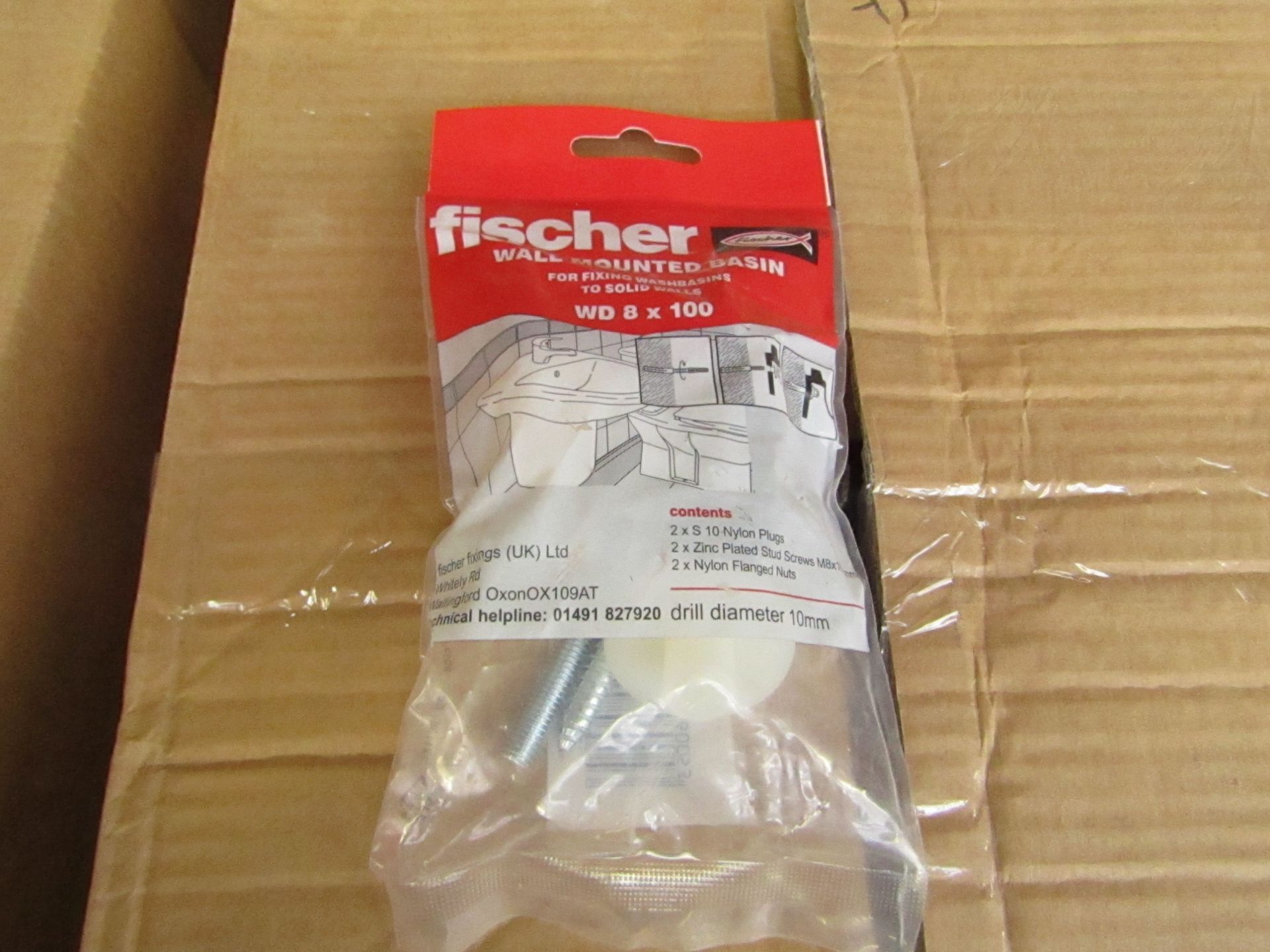 5x Fischer - Wall Mounted Basin Fixing WD 8 x 100 - New & Packaged.