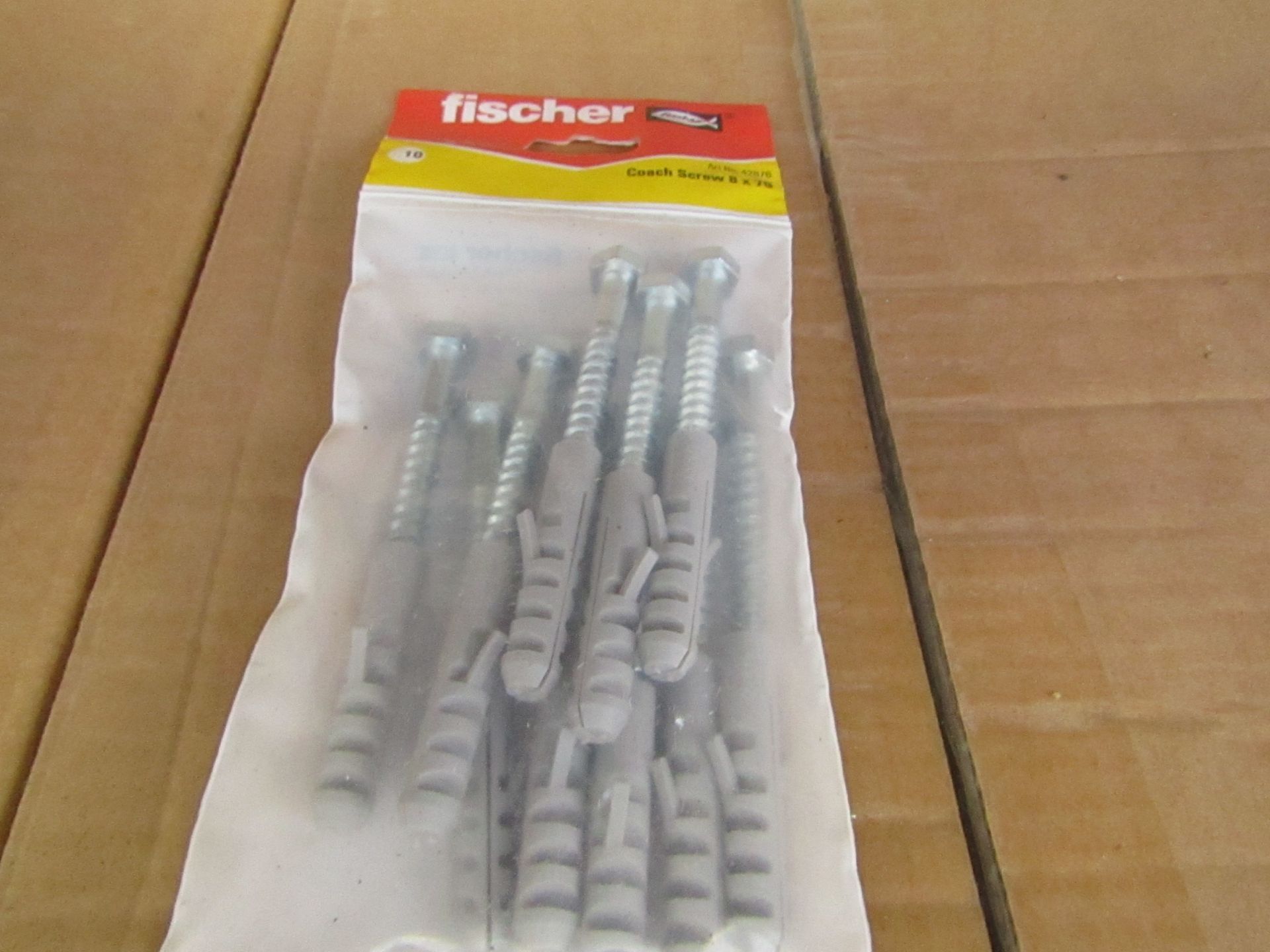 5x Fischer - Coach Screw 8 x 70 (Packs of 10) - New & Packaged.