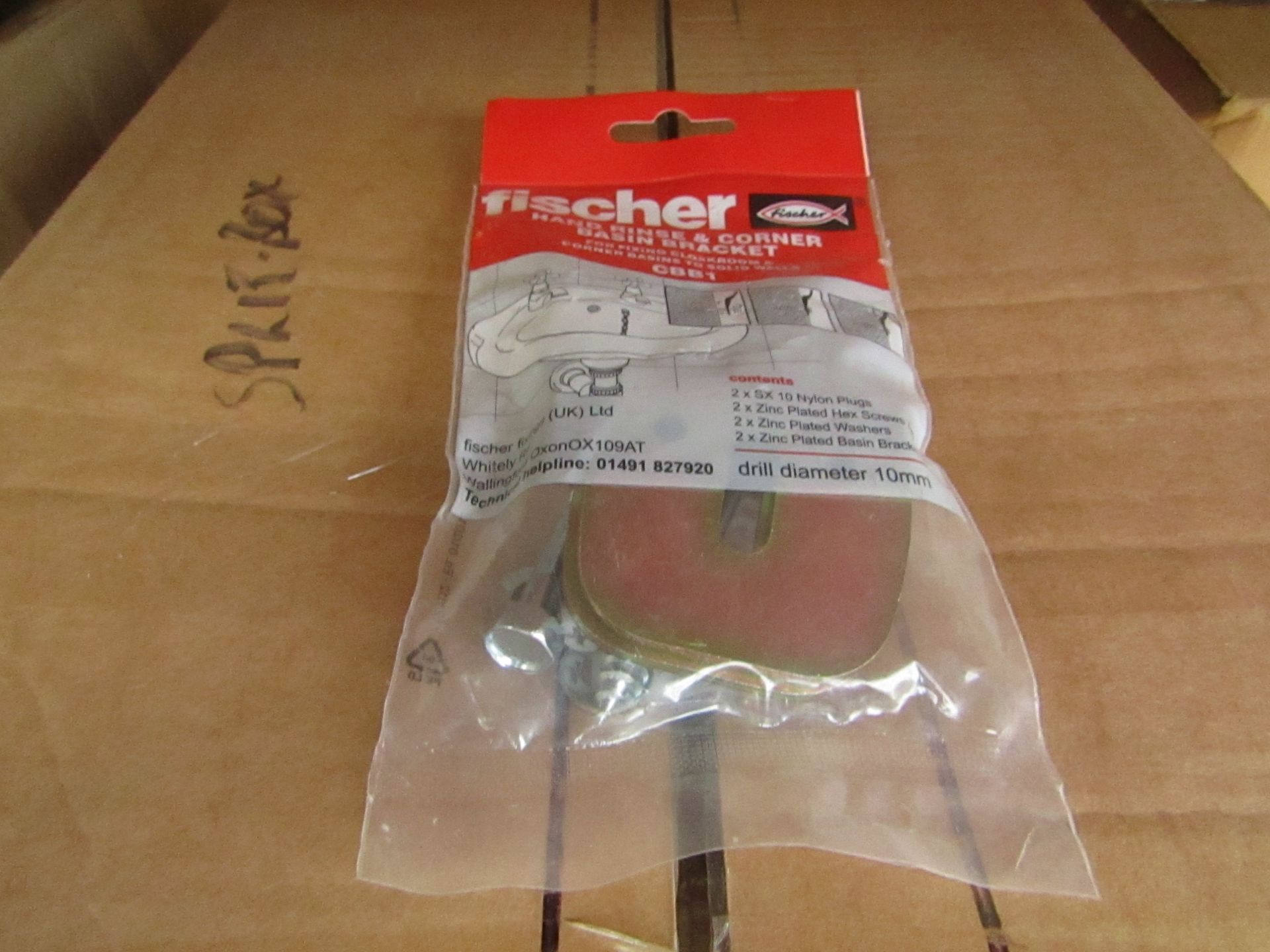 5x Fischer - Hand Rinse & Corner Basin Bracket Drill Diameter 10mm - New & Packaged.