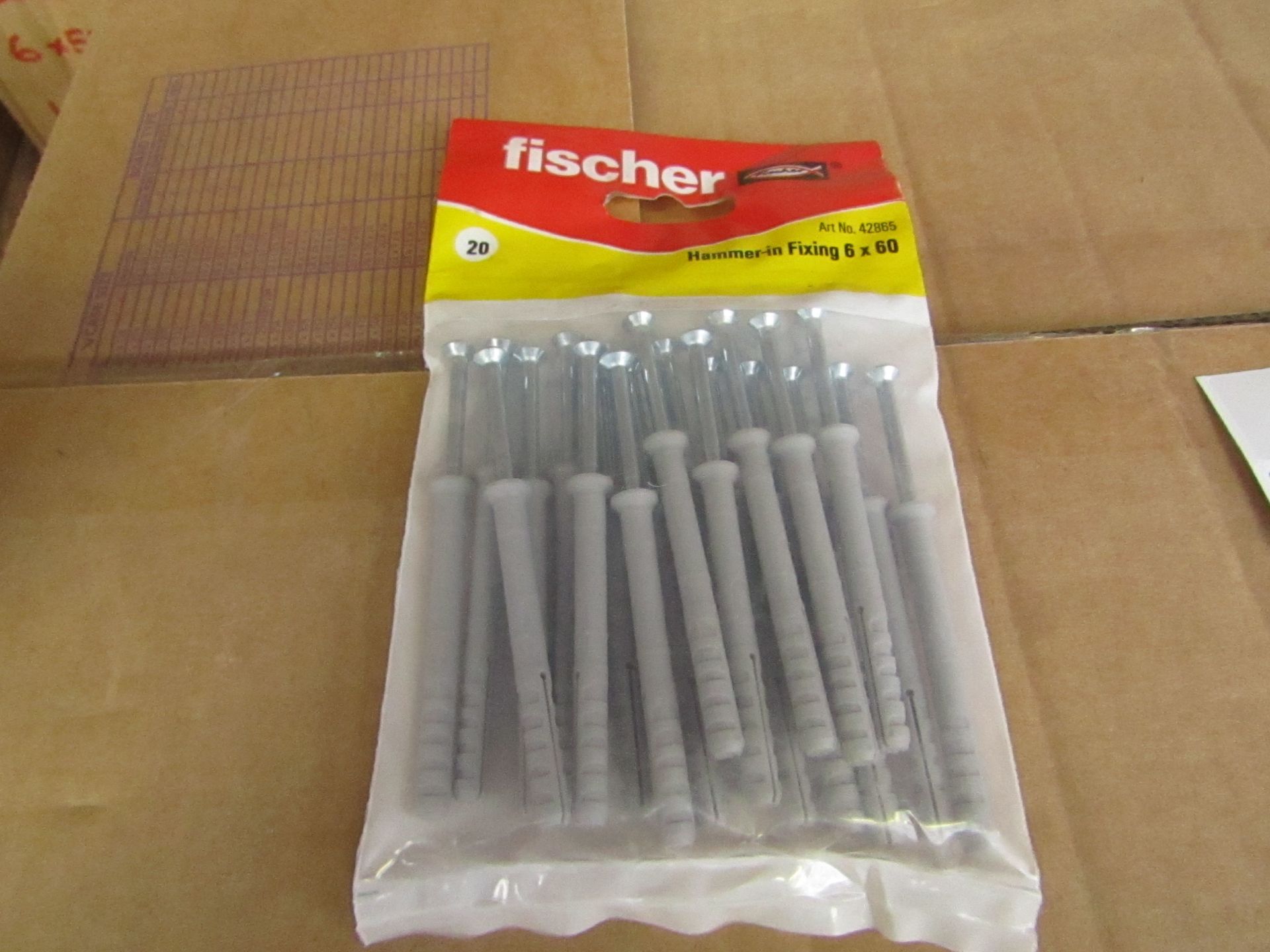 5x Fischer - Hammer-In Fixing 6 x 60 (Packs of 20) - New & Packaged.