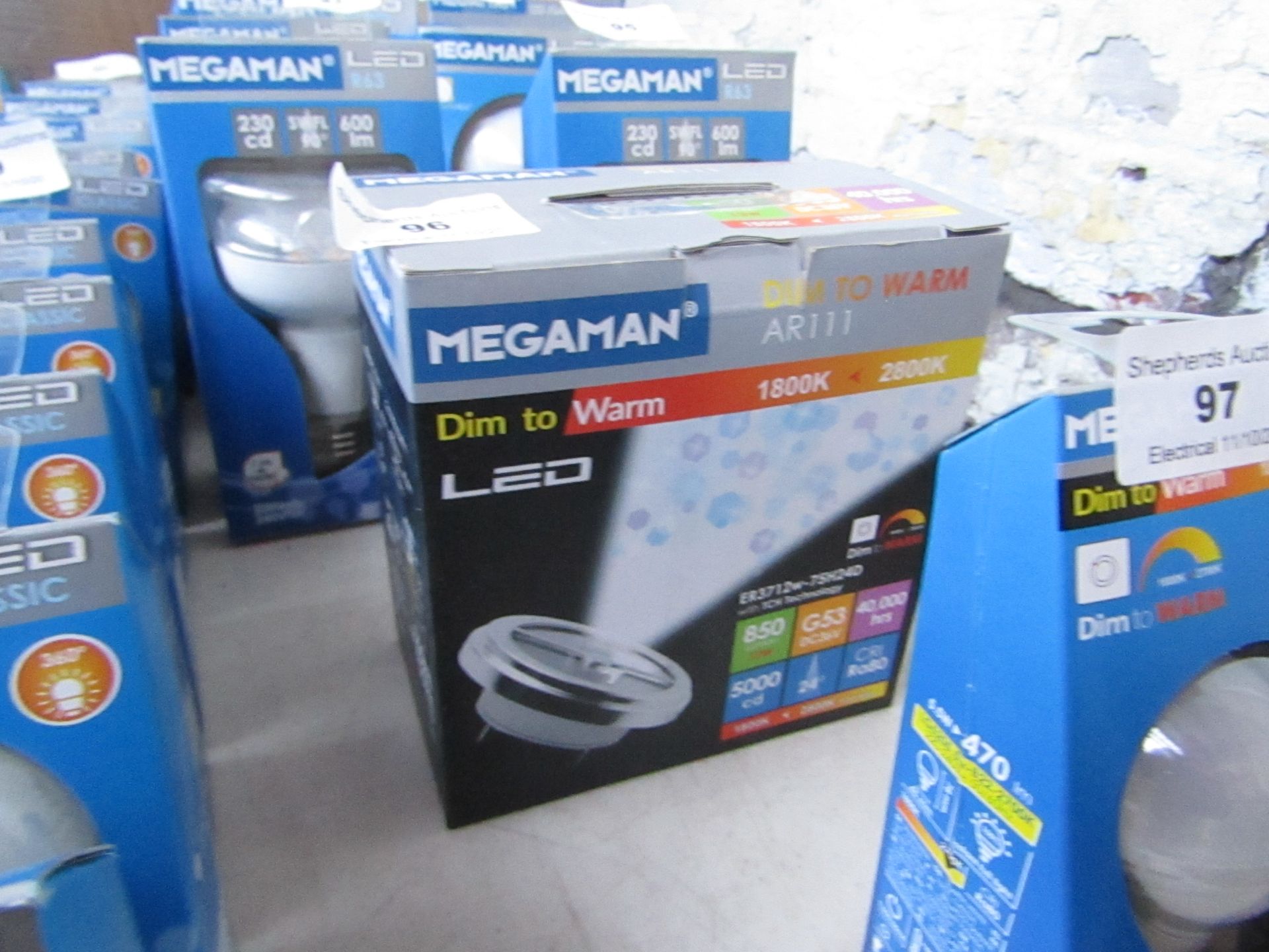 1x Megaman Dim to Warm AR111 LED Bulb, New and Boxed. 40,000 Hrs / G53 / 850 Lumens