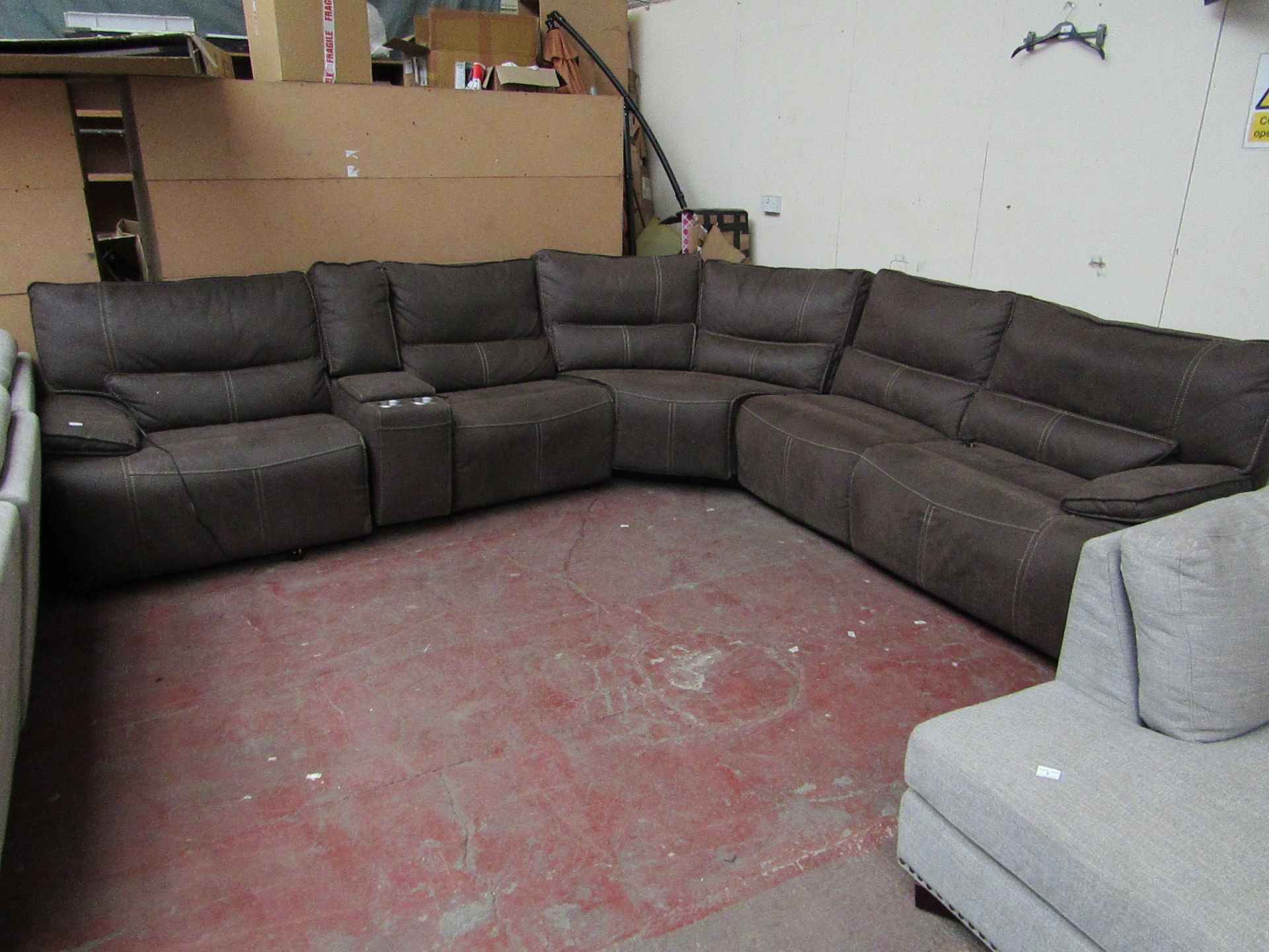 Kuka 5 seater corner reclining sofa, untested and has marks as it is in used condition.