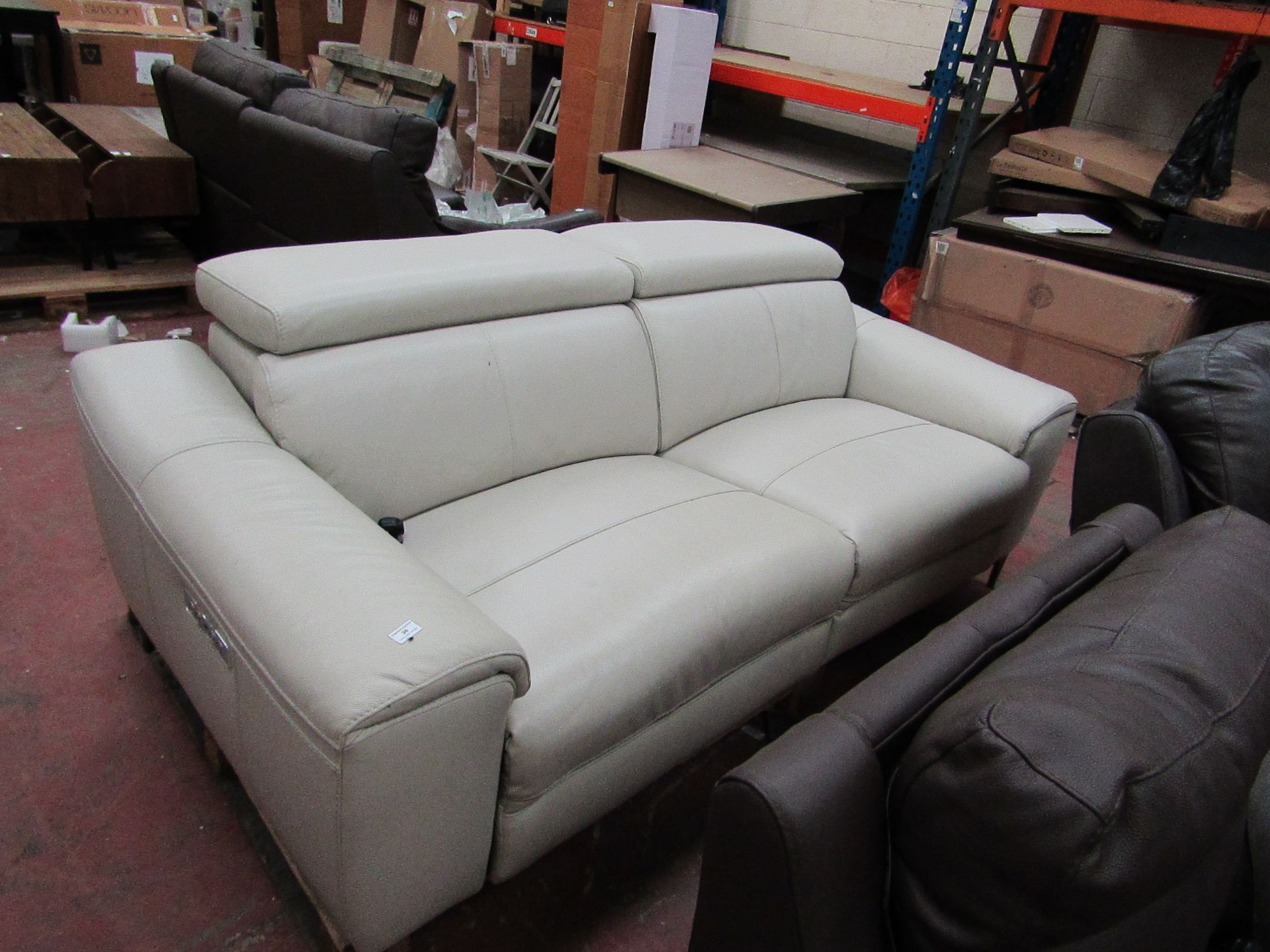 Nicoletti cream leather power recliner sofa, untested.