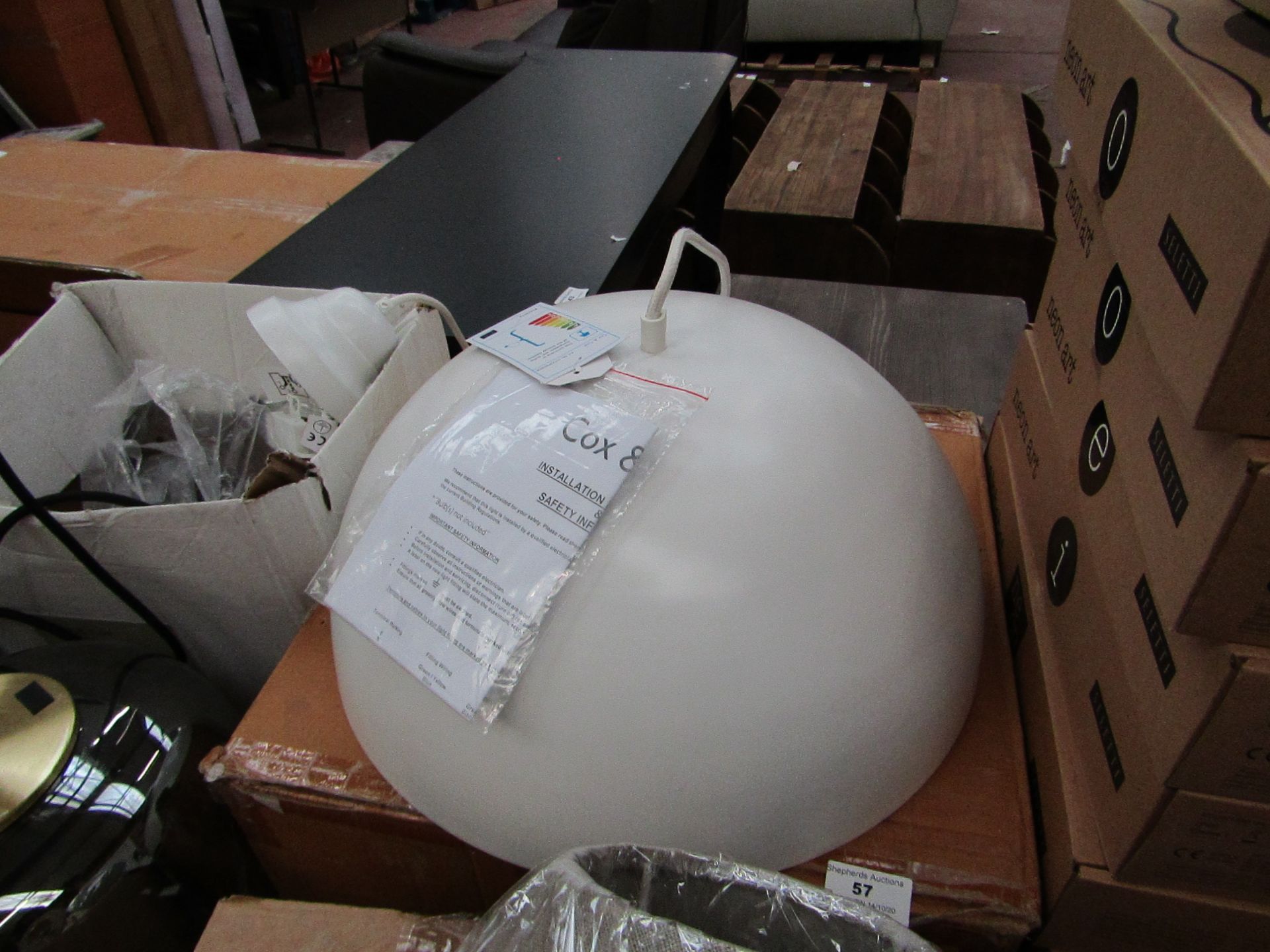| 1x | COX AND COX CREAM CEILING PENDANT LIGHT | DOESN'T APPEAR TO BE ANY MAJOR DAMAGE, WITH BOX |